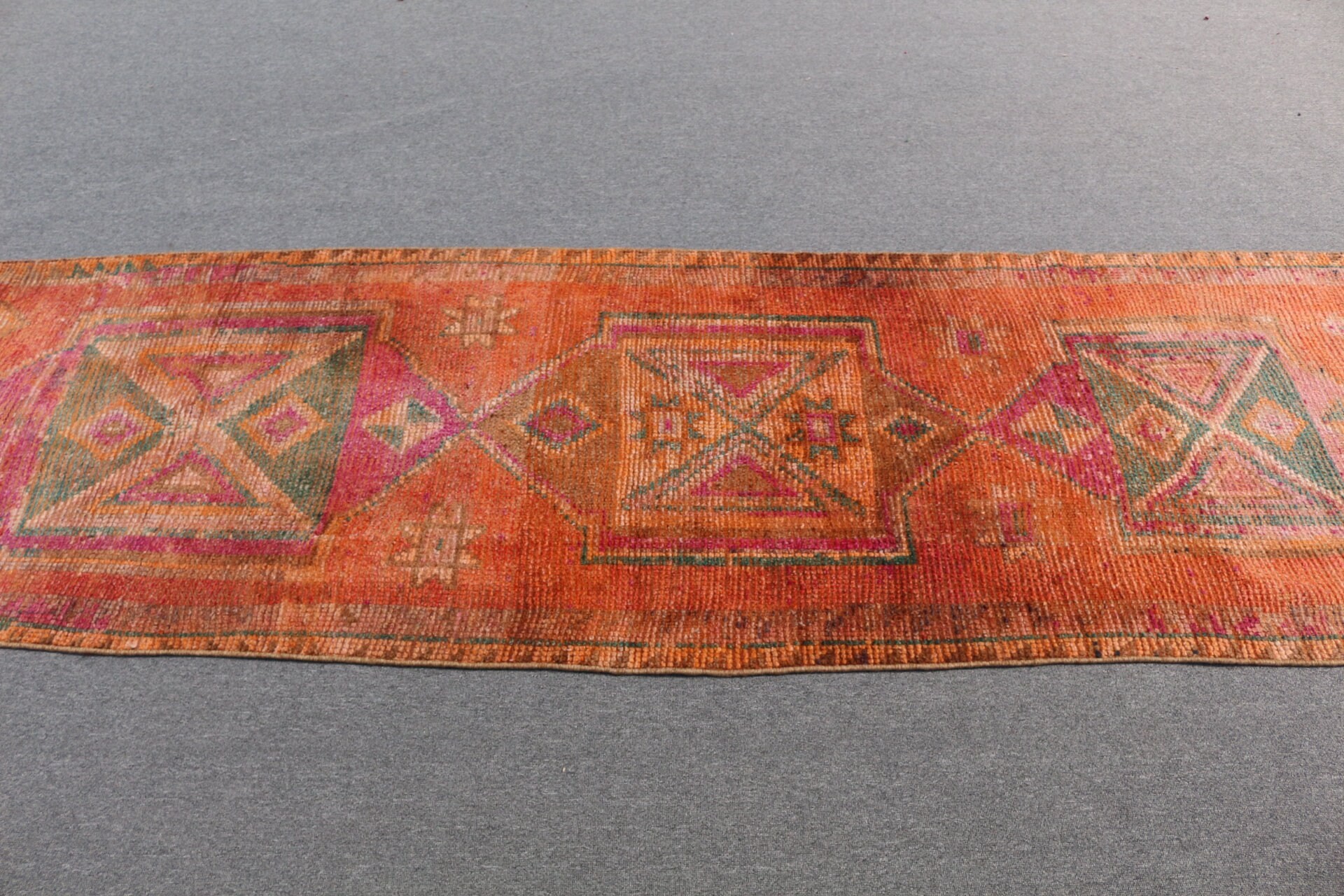 Kitchen Rugs, Turkish Rug, Hallway Rugs, Home Decor Rugs, Vintage Rugs, Orange Bedroom Rugs, 2.9x10.3 ft Runner Rug, Rugs for Corridor