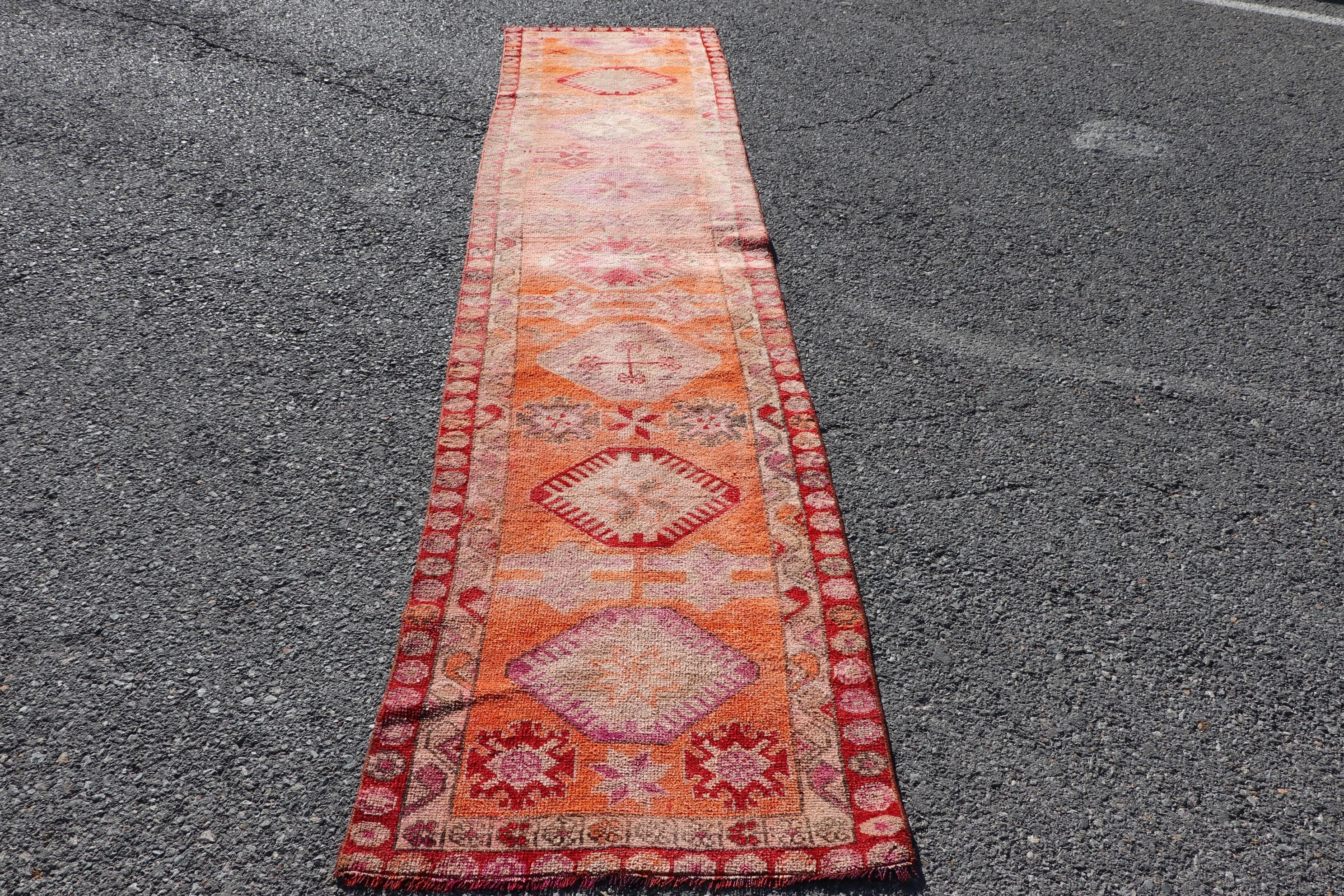 Anadolu Halıları, Koridor Halıları, Vintage Halılar, Türk Halıları, Yer Halısı, Turuncu Anadolu Halısı, 2.5x11.6 ft Runner Halısı, Koridor Halısı