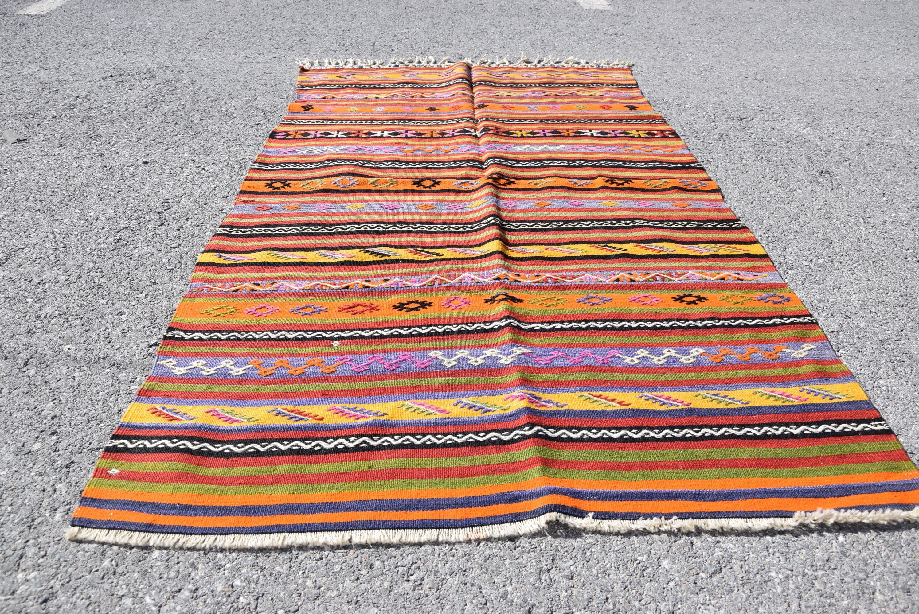 Türk Halıları, 3.5x6 ft Accent Halı, Mutfak Halısı, Kilim, Ev Dekor Halısı, Turuncu Ev Dekor Halıları, Vintage Halı, Fas Halıları, Giriş Halısı