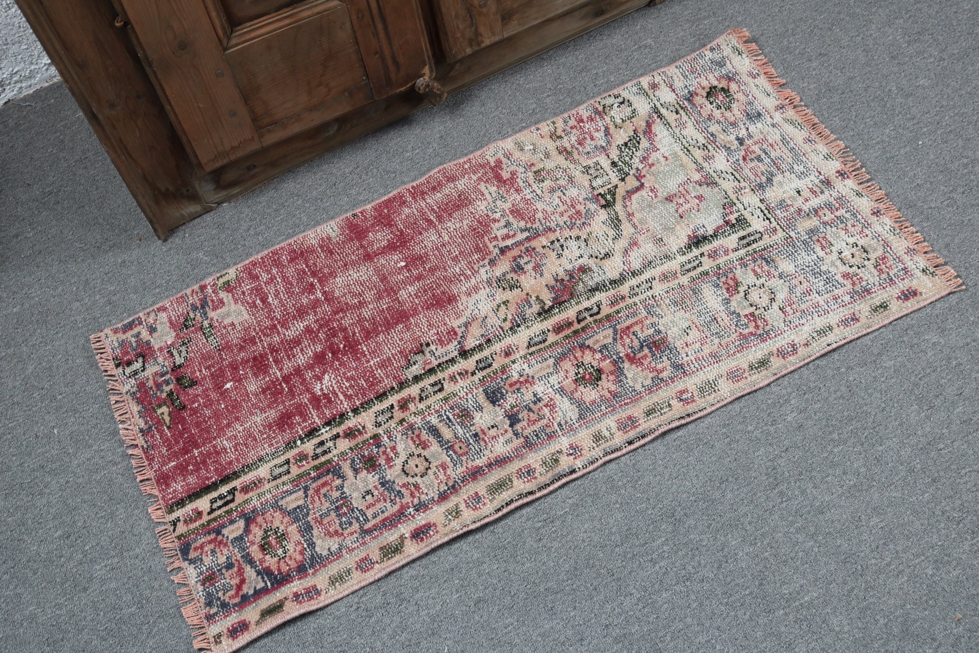 Araba Paspas Halısı, Giriş Halıları, Nötr Halı, Küçük Boho Halılar, Antika Halı, 1.6x3.1 ft Küçük Halılar, Türk Halıları, Vintage Halılar, Mor Boho Halı