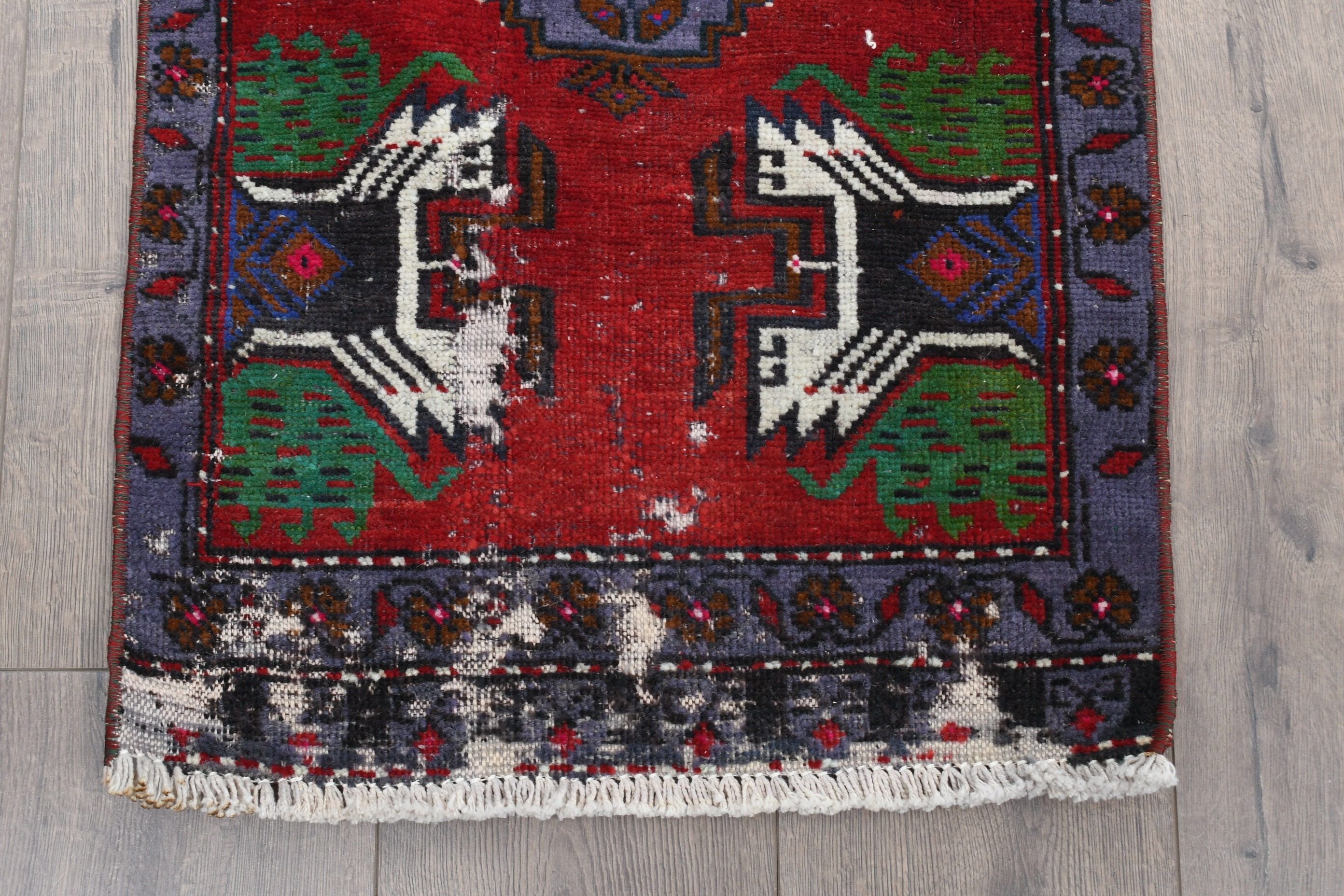 Car Mat Rugs, Vintage Rug, Kitchen Rug, Anatolian Rug, Turkish Rug, Red Floor Rug, Rugs for Bedroom, 1.7x3.1 ft Small Rugs, Wool Rugs