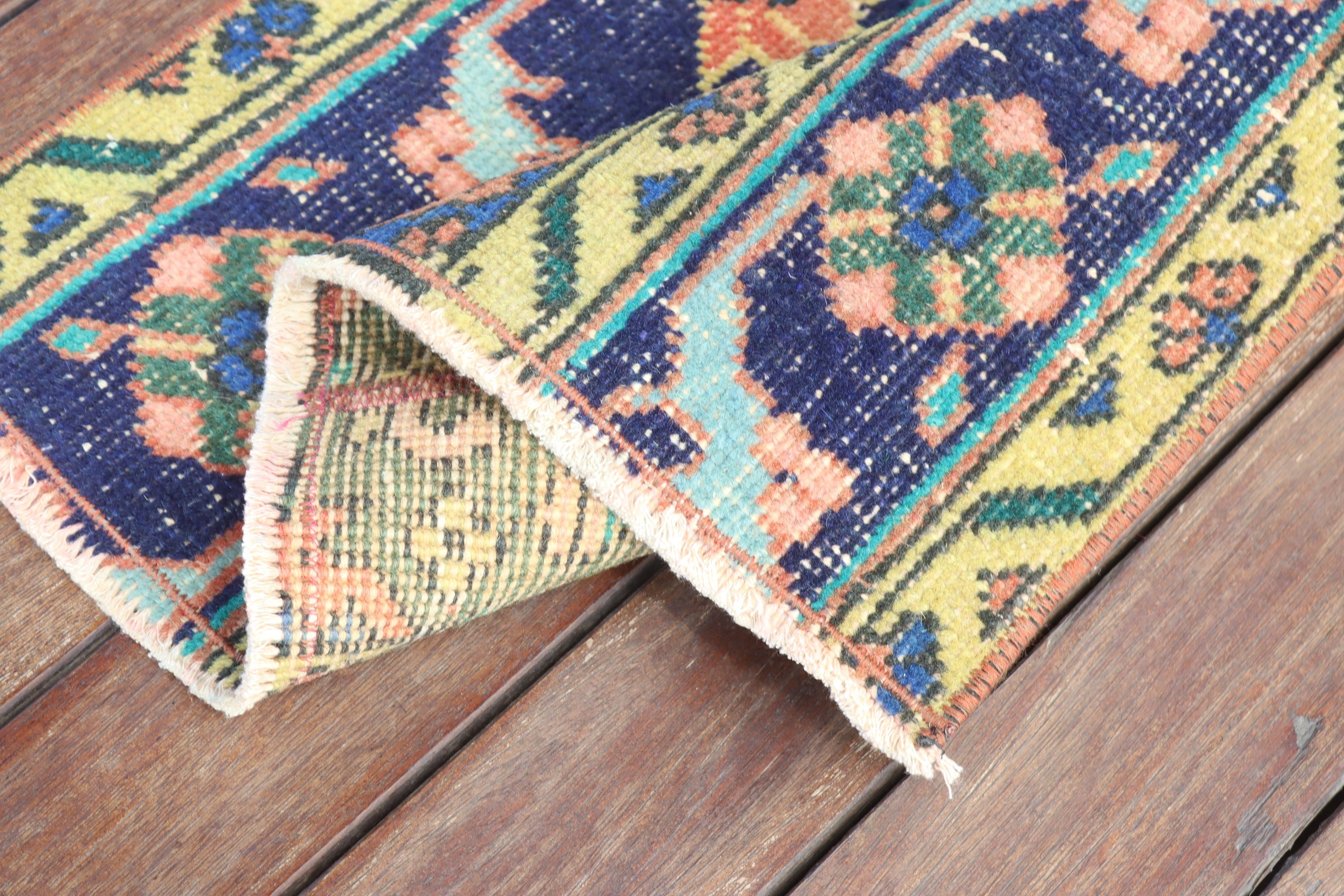 Türk Halısı, 2x11.1 ft Runner Halıları, Mavi Boho Halıları, Vintage Runner Halıları, Lüks Halı, Düz Dokuma Halı, Vintage Halı, Beni Ourain Runner Halısı