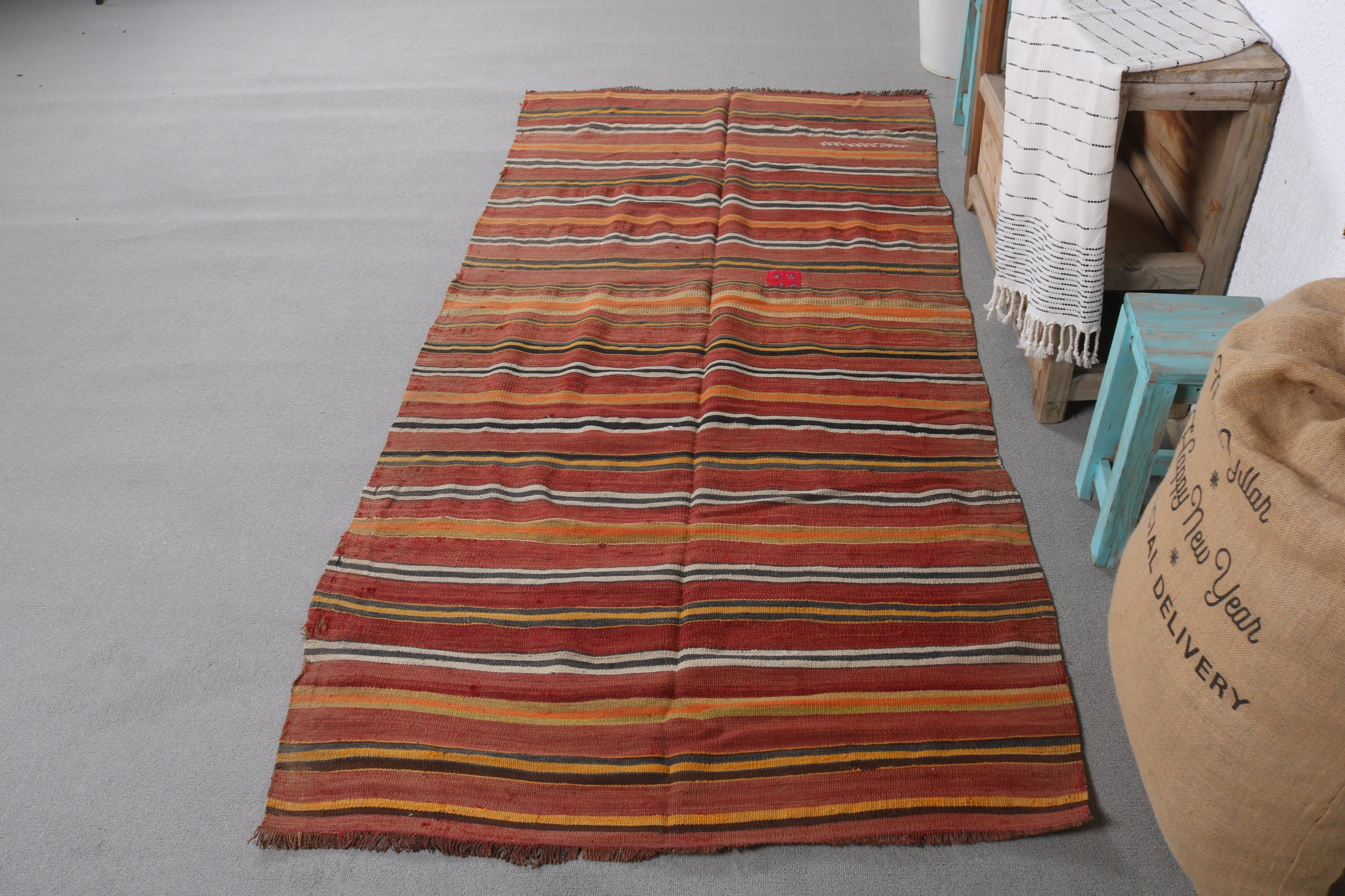 Türk Halısı, Çocuk Halıları, Yer Halıları, Kilim, Oryantal Halı, 3,4x7,1 ft Alan Halıları, Kırmızı Soğuk Halılar, El Dokuma Halı, Vintage Halı