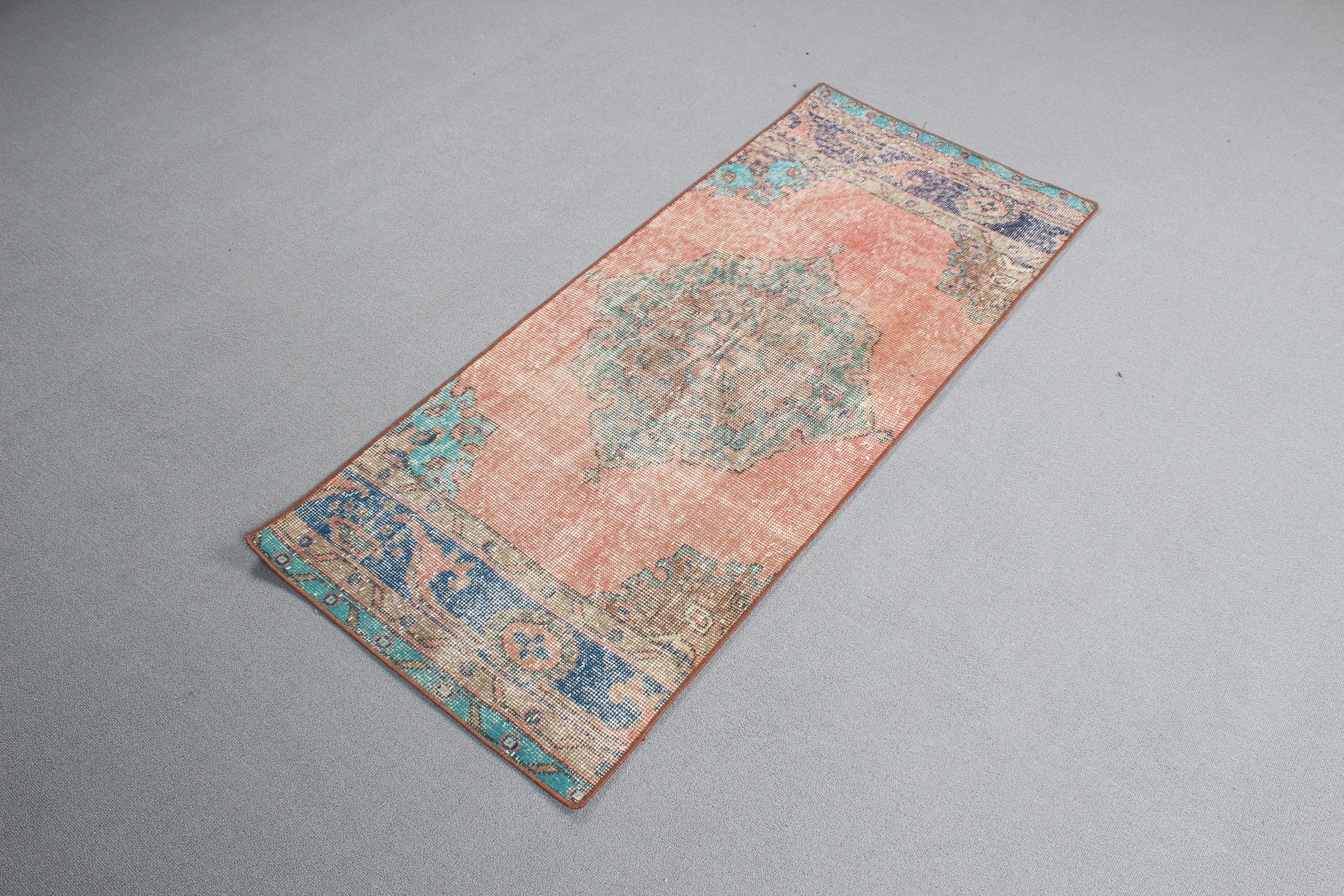 Orange Oriental Rug, Small Area Rugs, Neutral Rugs, Bedroom Rug, Turkish Rug, Vintage Rugs, 2.1x4.9 ft Small Rug, Aztec Rugs