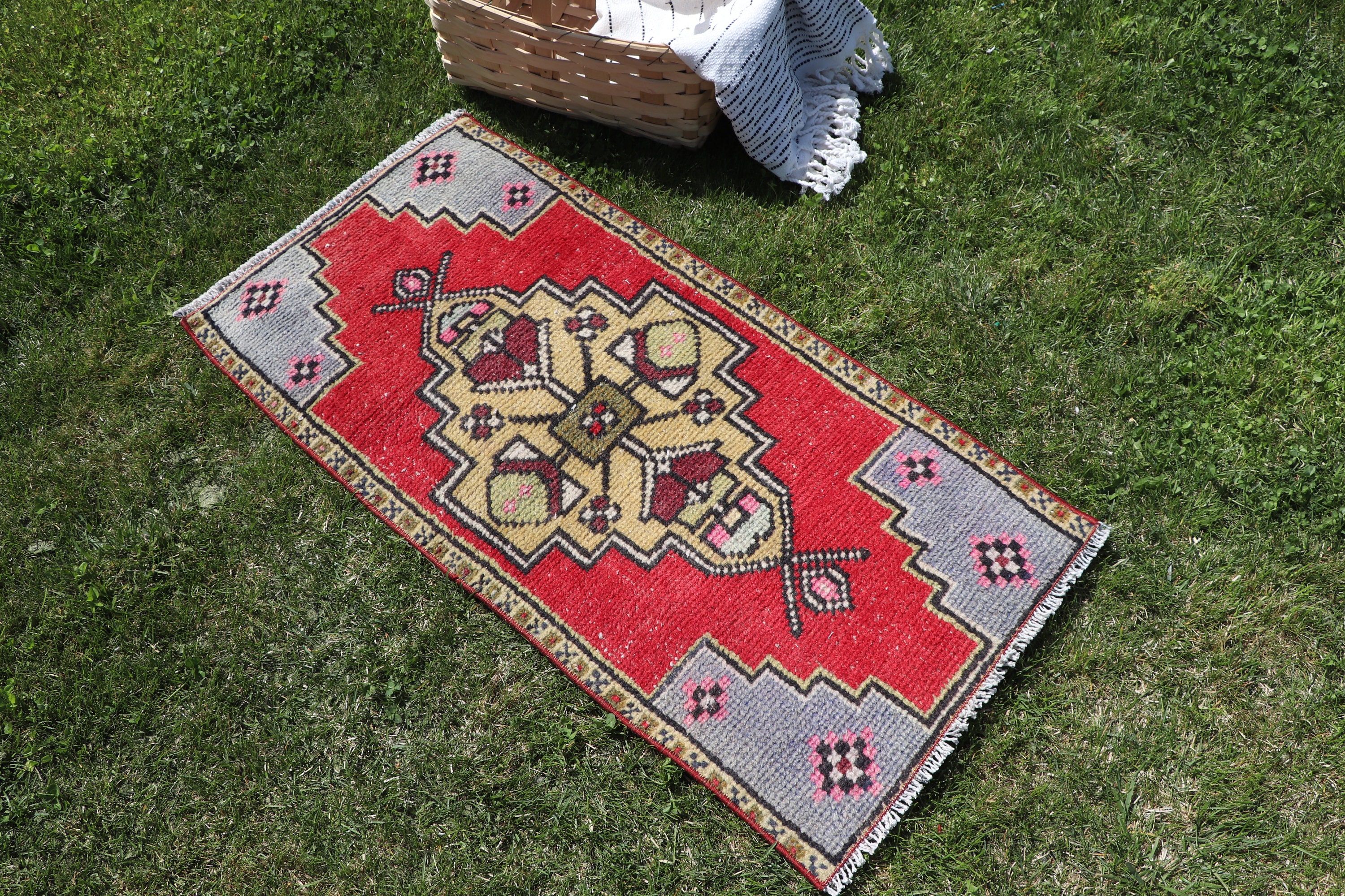 Moroccan Rug, Wall Hanging Rug, Red Cool Rugs, Modern Rugs, Vintage Rug, Small Vintage Rug, 1.5x3.1 ft Small Rugs, Turkish Rugs, Tribal Rug