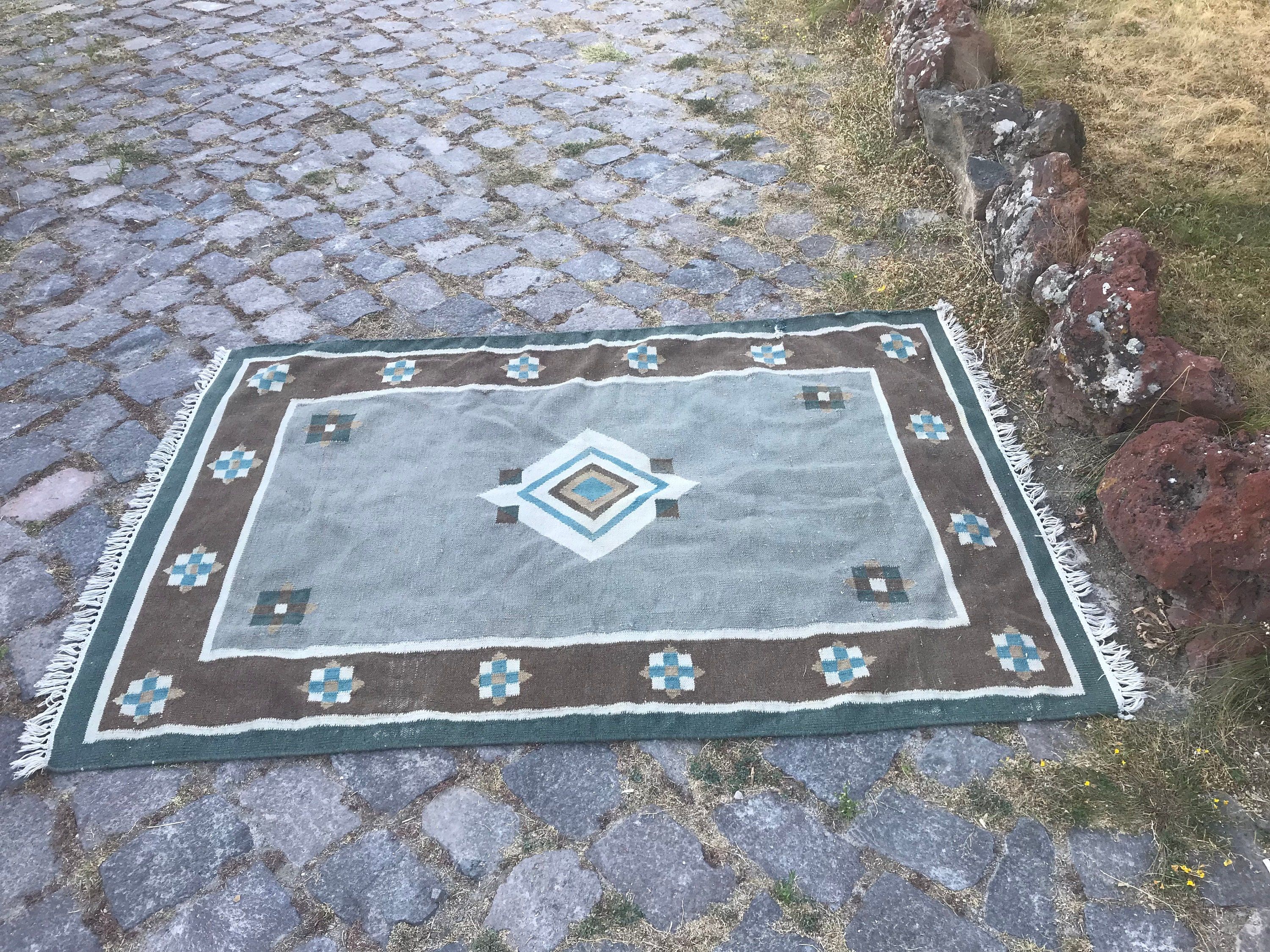 Turkish Rugs, Green Oriental Rugs, Nursery Rugs, Kilim, Cool Rug, 3.8x5.7 ft Accent Rug, Vintage Rugs, Bedroom Rug, Aztec Rug, Oriental Rug