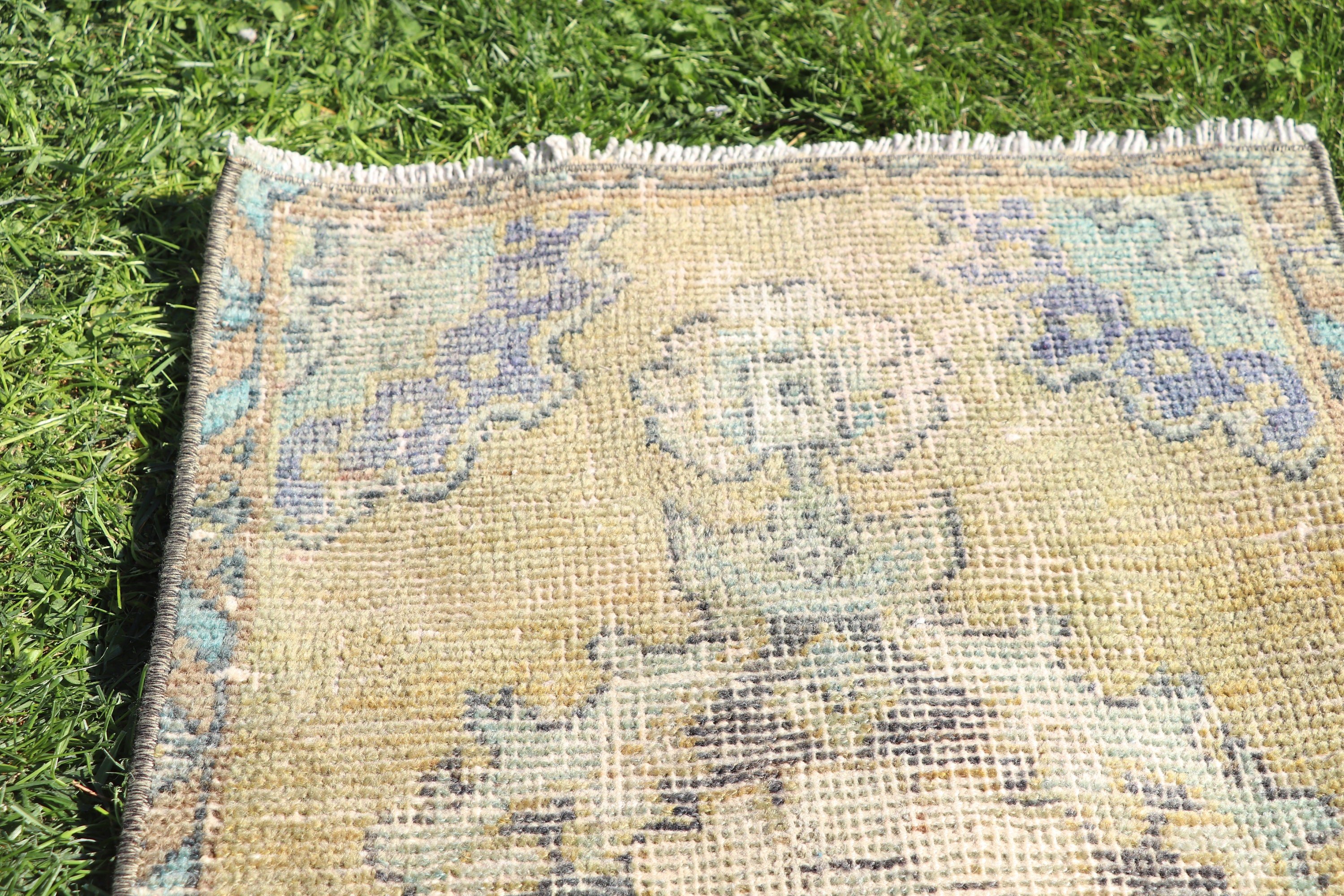 Mutfak Halıları, Sarı Fas Halısı, Açıklama Halısı, Küçük Boho Halıları, Türk Halıları, Vintage Halı, 1.4x2.6 ft Küçük Halılar