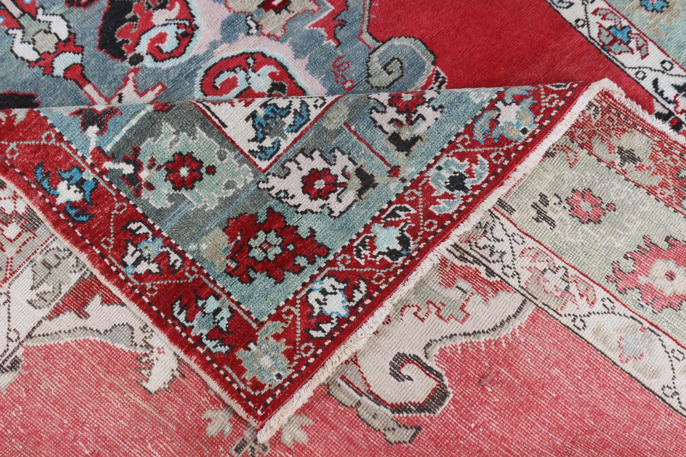 Turkish Rug, Large Oushak Rugs, Large Boho Rugs, Statement Rug, Vintage Rug, Red Moroccan Rug, Office Rugs, Wool Rug, 6.3x9.2 ft Large Rugs