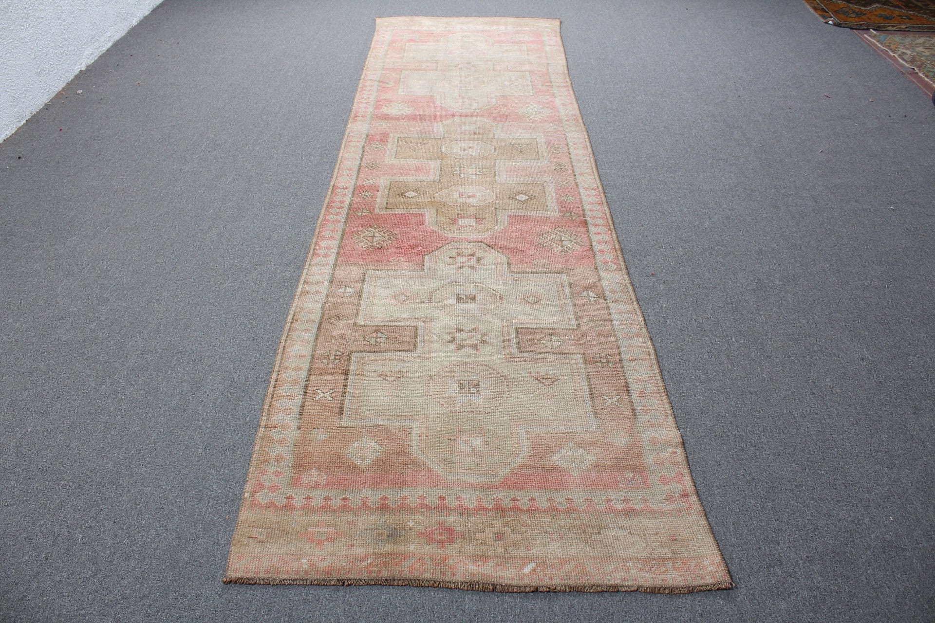 Vintage Rug, Home Decor Rug, Turkish Rugs, Nomadic Rug, Corridor Rugs, Pink Moroccan Rug, 3.3x11.3 ft Runner Rugs, Stair Rugs