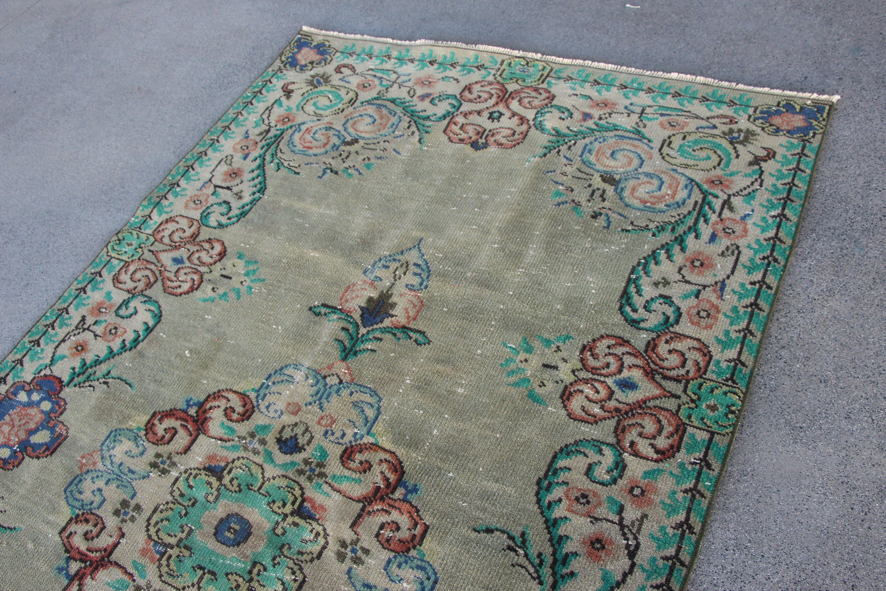 Yemek Odası Halıları, Anadolu Halısı, Yatak Odası Halıları, Türk Halısı, Vintage Halılar, Yeşil 4.7x8.4 ft Alan Halısı, Fas Halısı