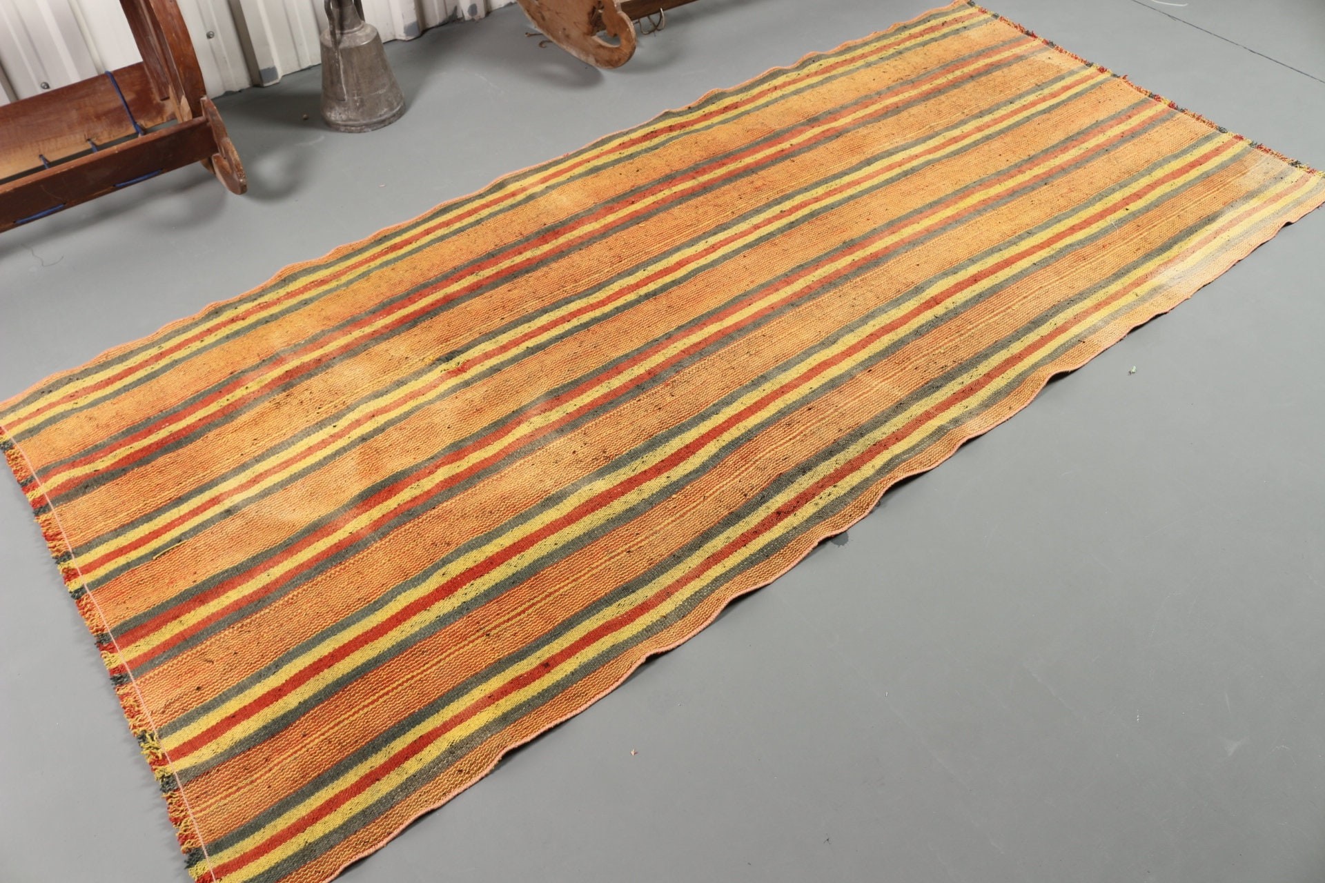 Kilim, Anadolu Halısı, Oushak Halısı, Sarı Anadolu Halısı, 3,7x8,1 ft Alan Halıları, Yemek Odası Halıları, Vintage Halı, Türk Halıları, Çocuk Halısı