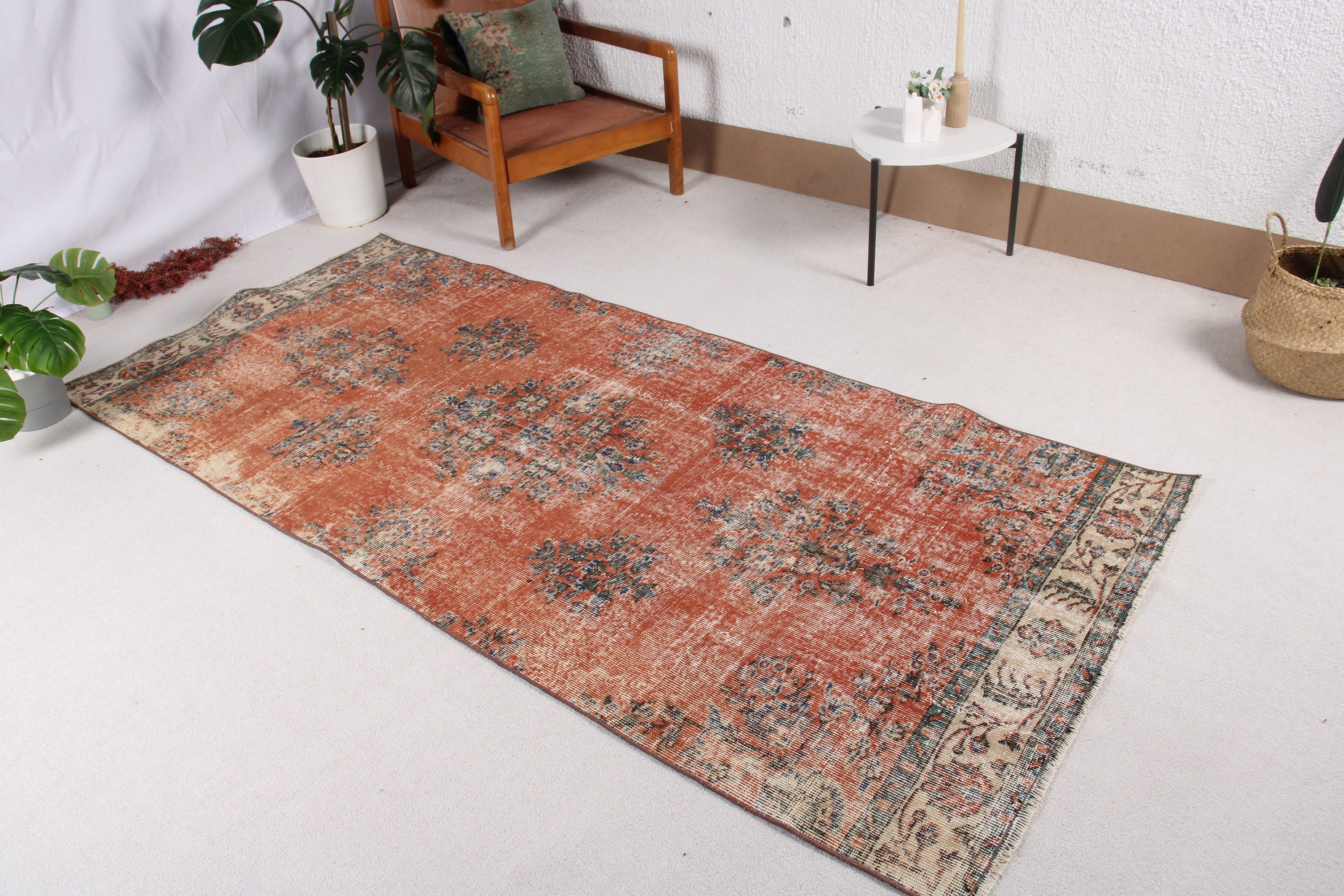 Vintage Halı, Boho Halı, Türk Halısı, 3,7x8,4 ft Alan Halıları, Kırmızı Lüks Halılar, Yemek Odası Halıları, Açıklama Halıları, Oturma Odası Halıları