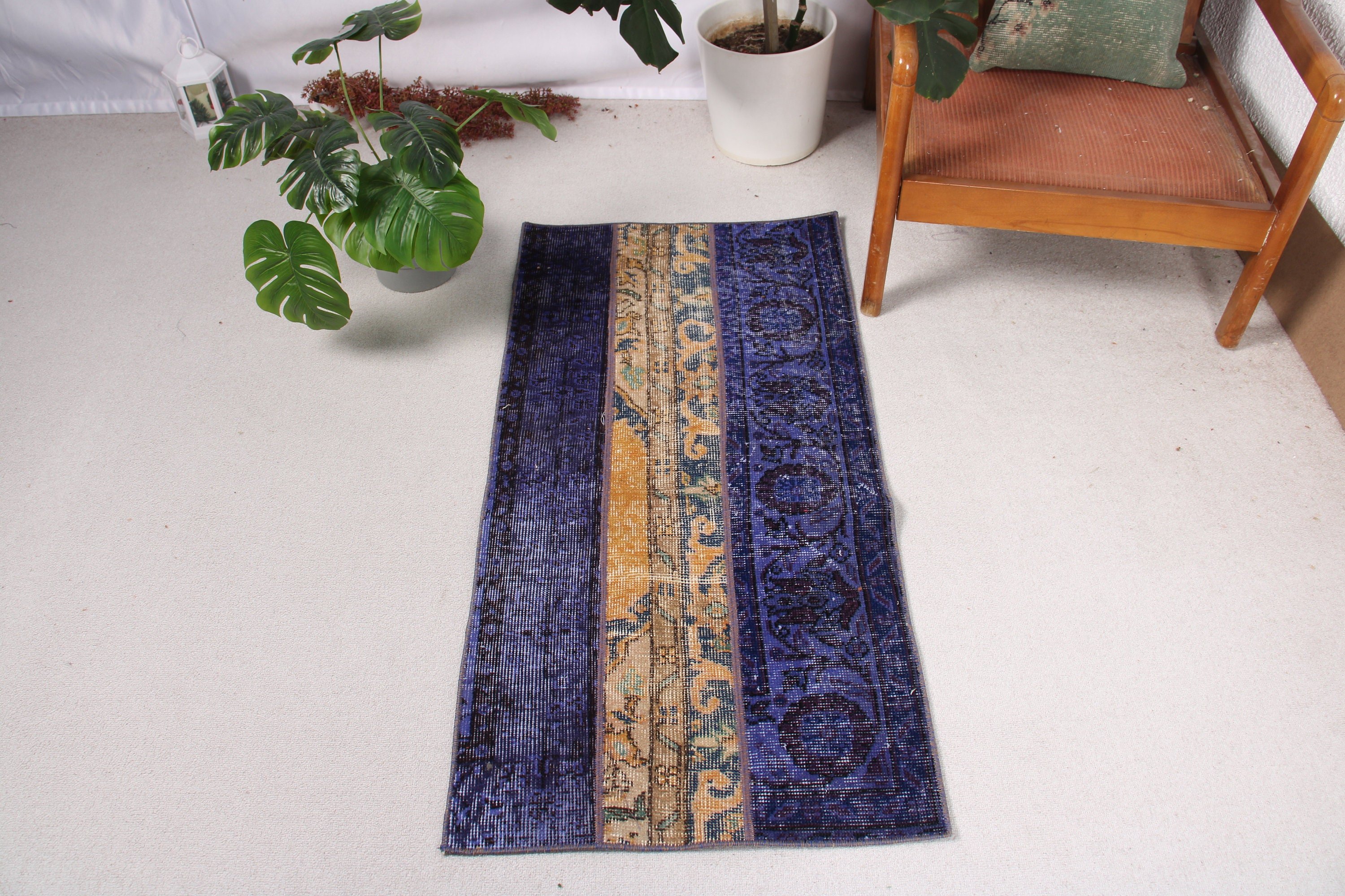 Entry Rugs, Small Boho Rug, Blue Moroccan Rugs, Vintage Rugs, Boho Rug, Bath Mat Boho Rugs, Floor Rugs, 2x4.1 ft Small Rug, Turkish Rugs