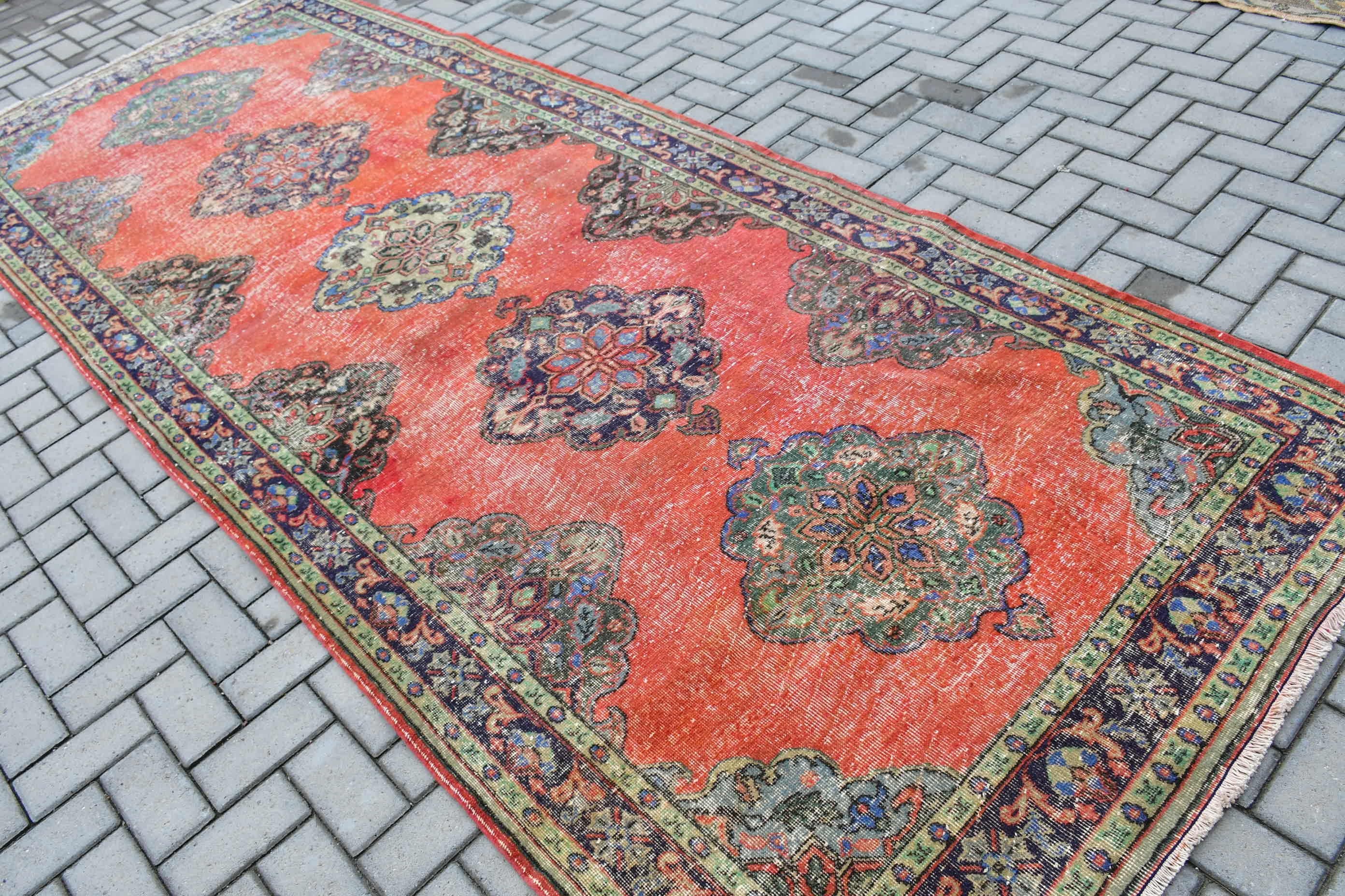 Hallway Rug, Rugs for Kitchen, Turkish Rug, 4.8x12.3 ft Runner Rug, Floor Rugs, Vintage Rug, Red Bedroom Rugs, Dorm Rug