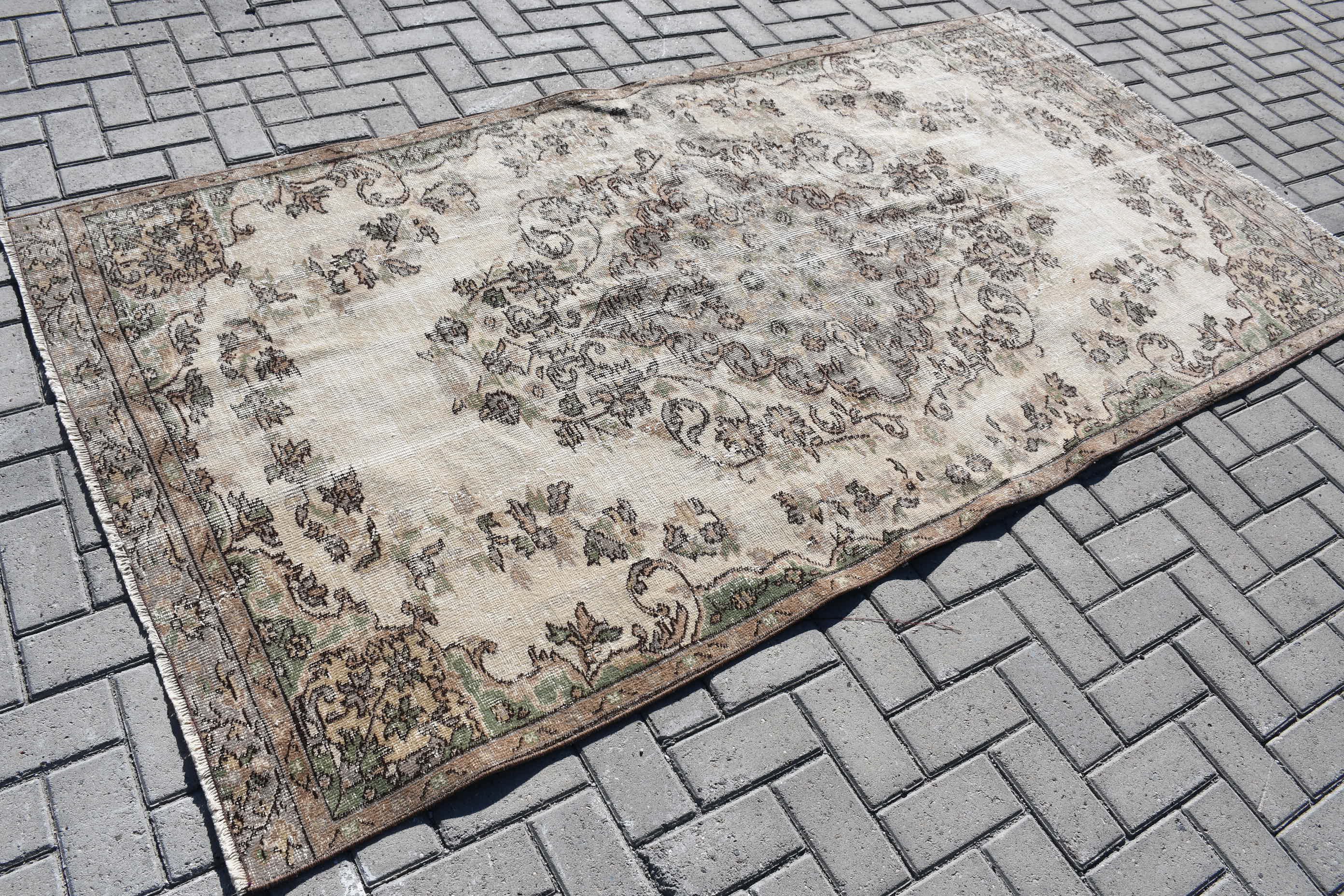 Vintage Rug, Rugs for Living Room, Old Rug, 4.4x8.9 ft Area Rug, Bedroom Rug, Nursery Rugs, Turkish Rugs, Antique Rugs, Beige Anatolian Rug