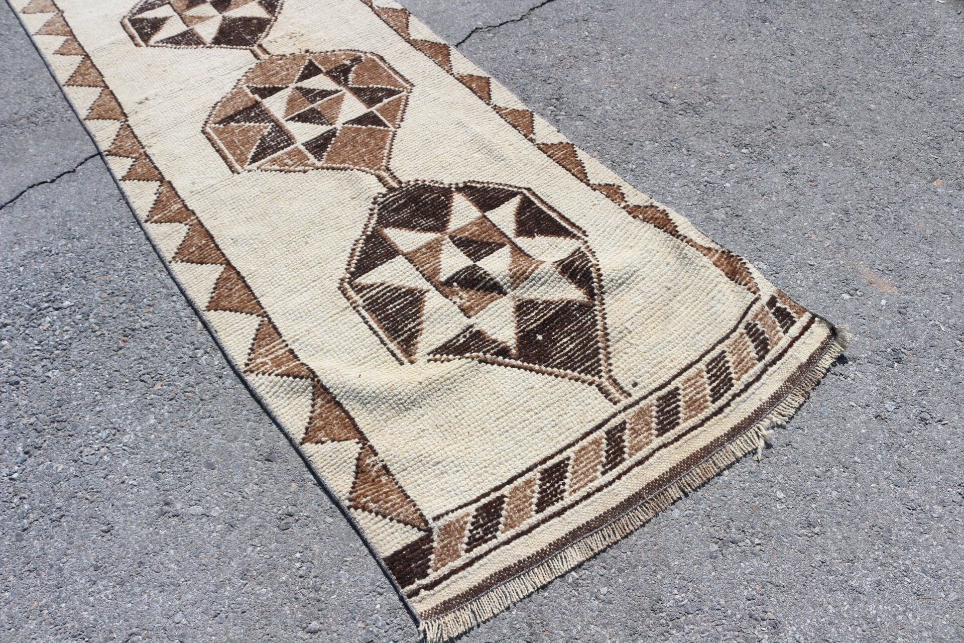 Organik Halılar, Vintage Halı, Koridor Halısı, Türk Halısı, Koridor Halıları, Antika Halı, 3.1x11.7 ft Runner Halıları, Kahverengi Soğuk Halı