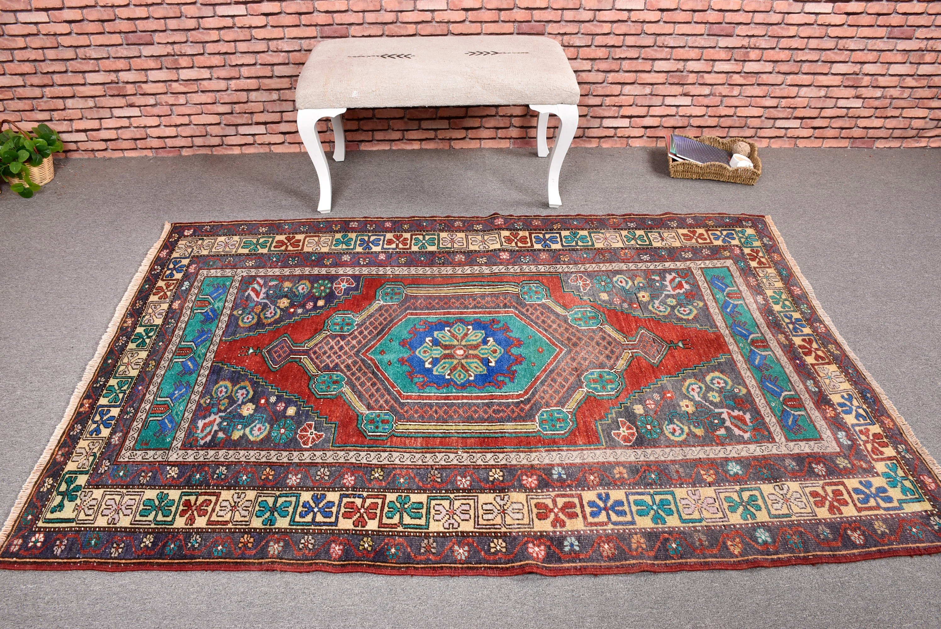 4.6x6.8 ft Alan Halısı, Vintage Halılar, Yemek Odası Halıları, Lüks Halı, Zemin Halıları, Türk Halısı, Çocuk Halısı, Mor Soğuk Halı, Ev Dekorasyonu Halısı