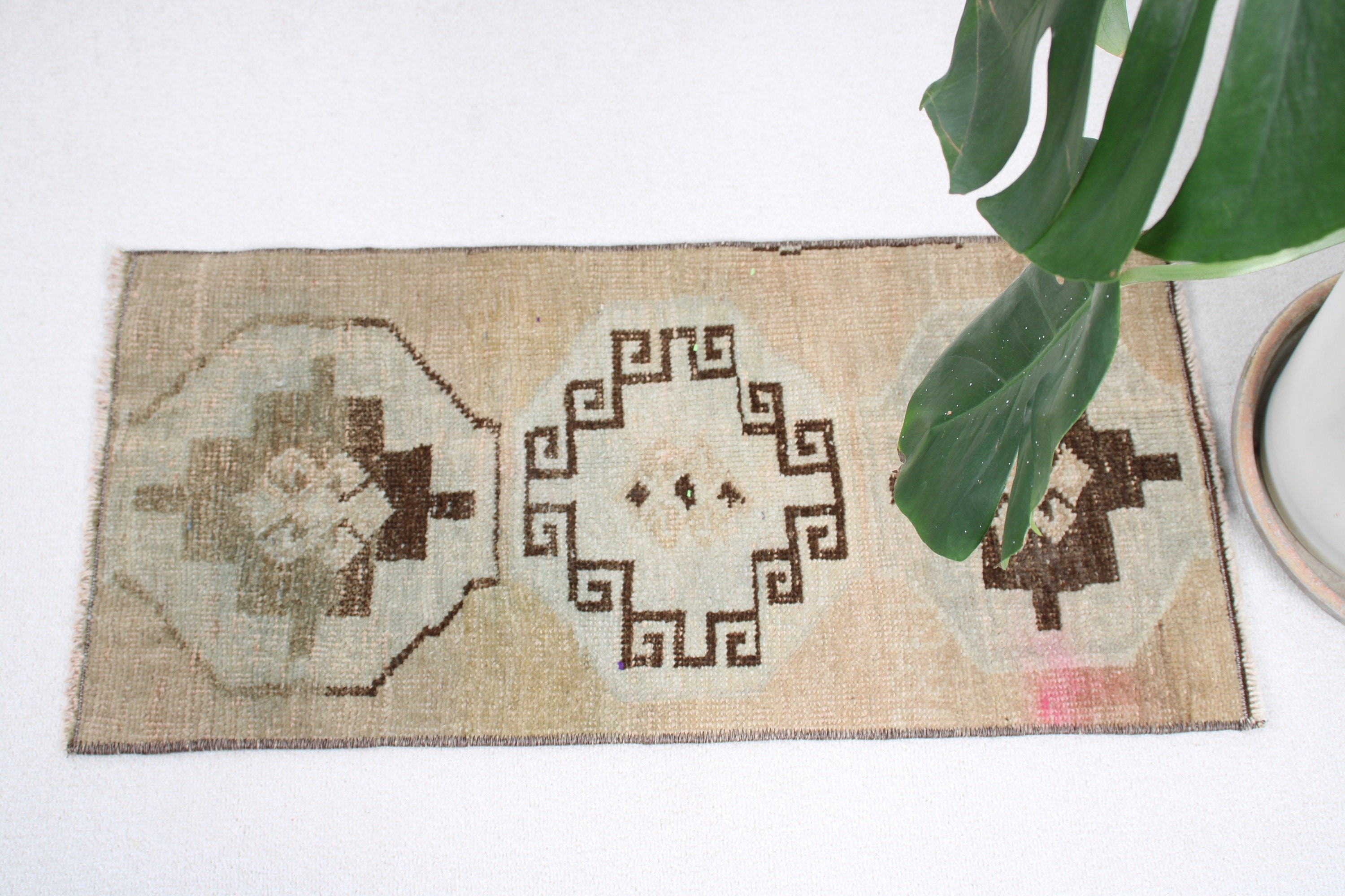 Moroccan Rug, Bath Rug, Green Statement Rugs, Rugs for Bathroom, Modern Rug, Vintage Rugs, 1.3x2.9 ft Small Rug, Bedroom Rug, Turkish Rug