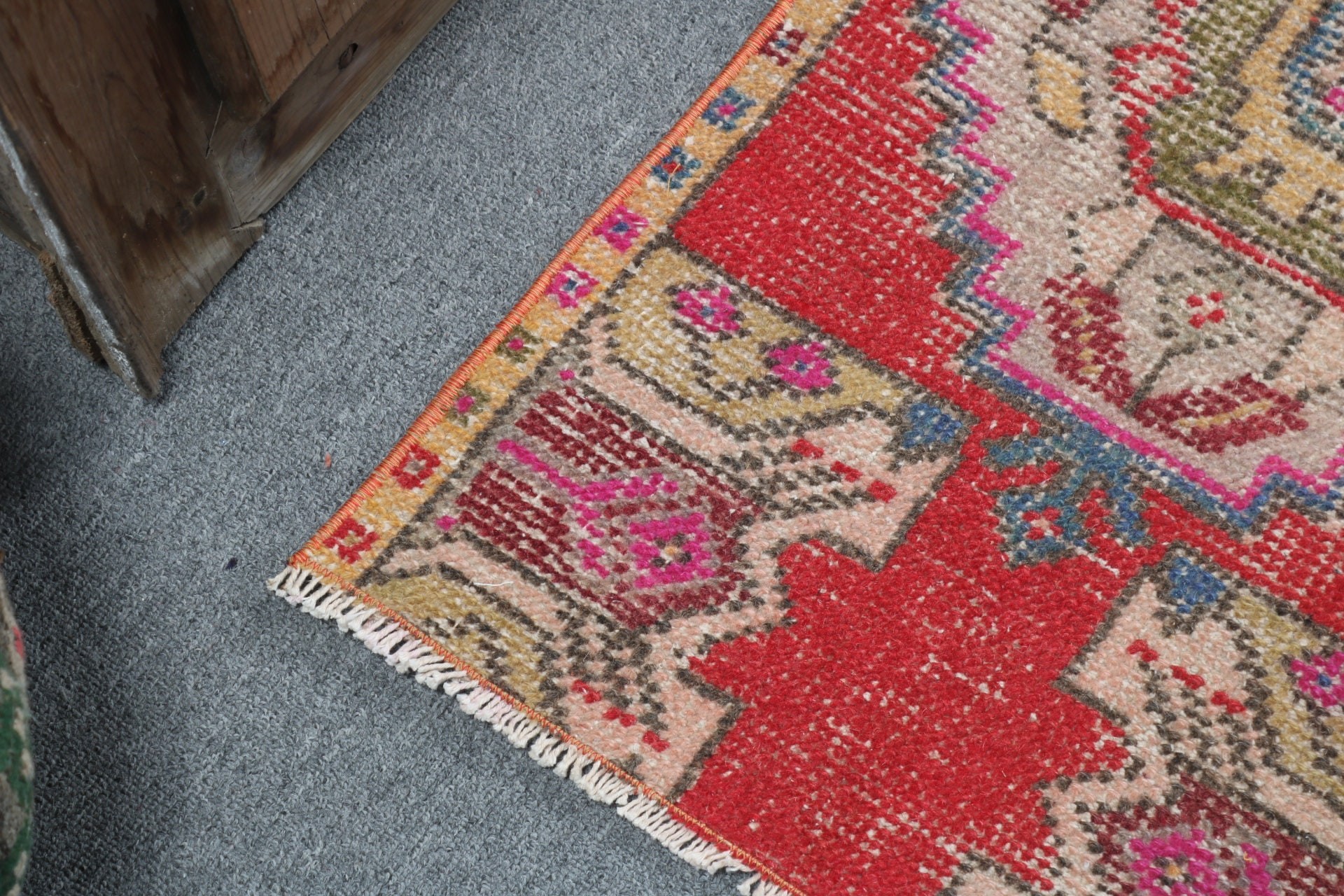 Vintage Rugs, Home Decor Rugs, Turkish Rug, Oushak Rugs, 1.5x2.8 ft Small Rugs, Bathroom Rug, Red Antique Rugs, Small Vintage Rugs