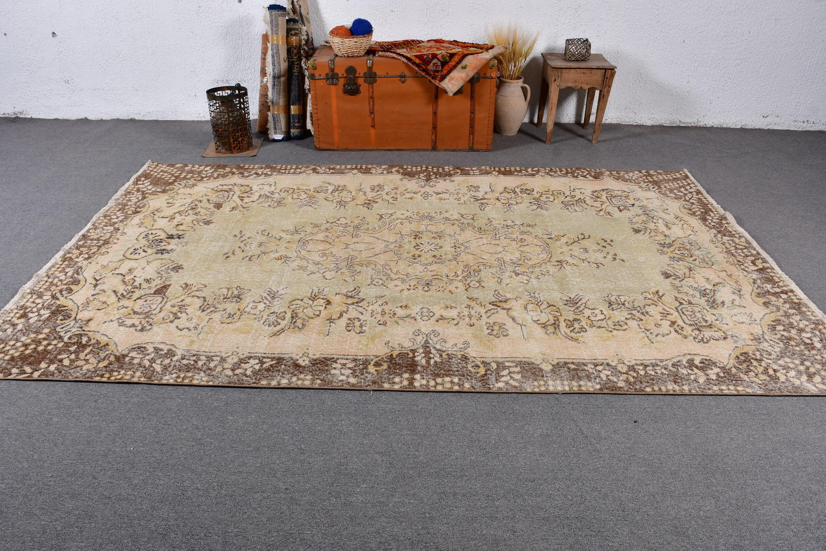 Moroccan Rug, Bedroom Rug, Turkish Rug, Wool Rugs, Rugs for Bedroom, Large Vintage Rug, Vintage Rug, 5.9x9.4 ft Large Rugs, Beige Boho Rug