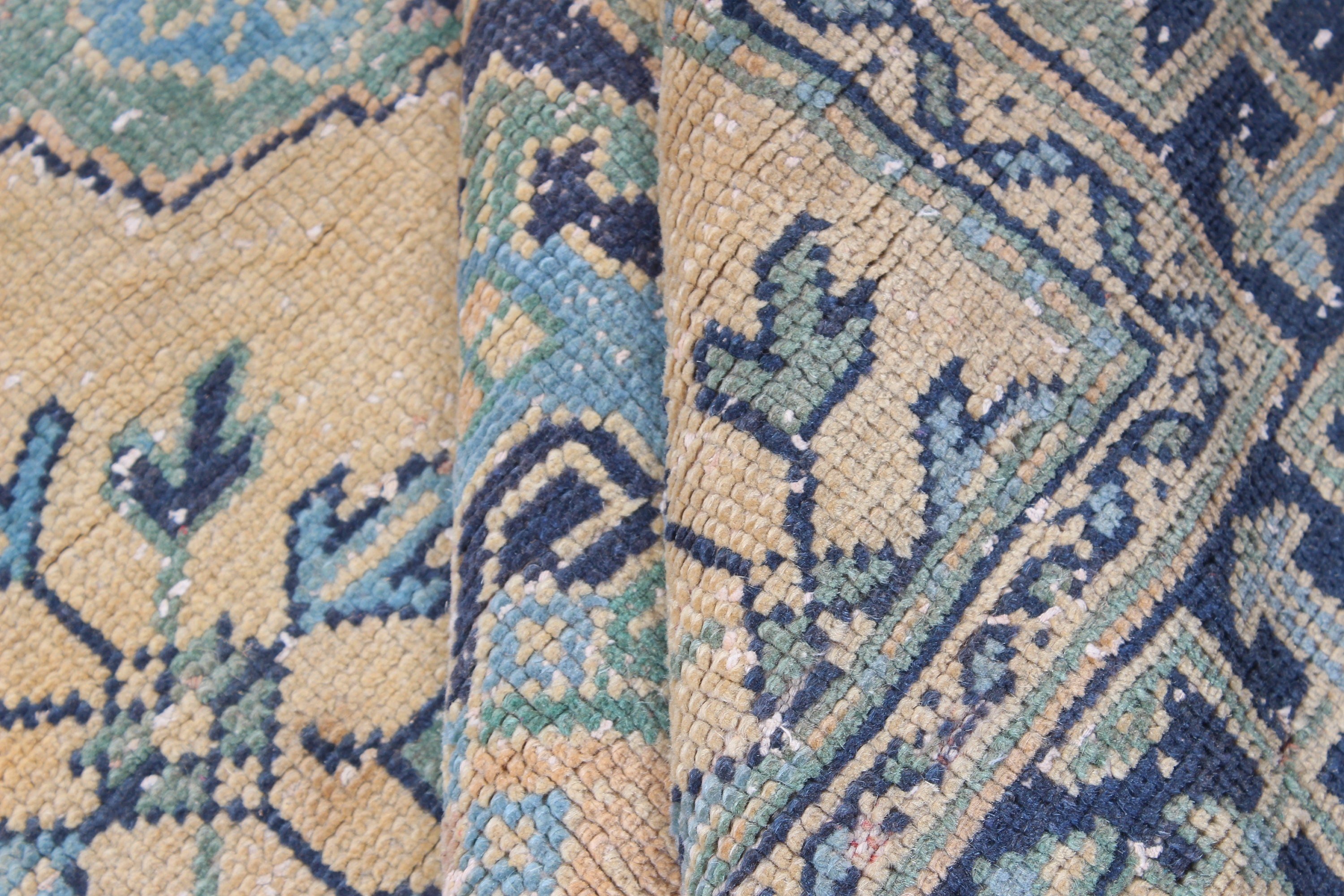 Boho Halı, Vintage Halı, 4.4x10.8 ft Büyük Halılar, Türk Halısı, Oturma Odası Halıları, Sarı Antika Halılar, Yatak Odası Halıları, Açıklama Halısı, Oushak Halısı