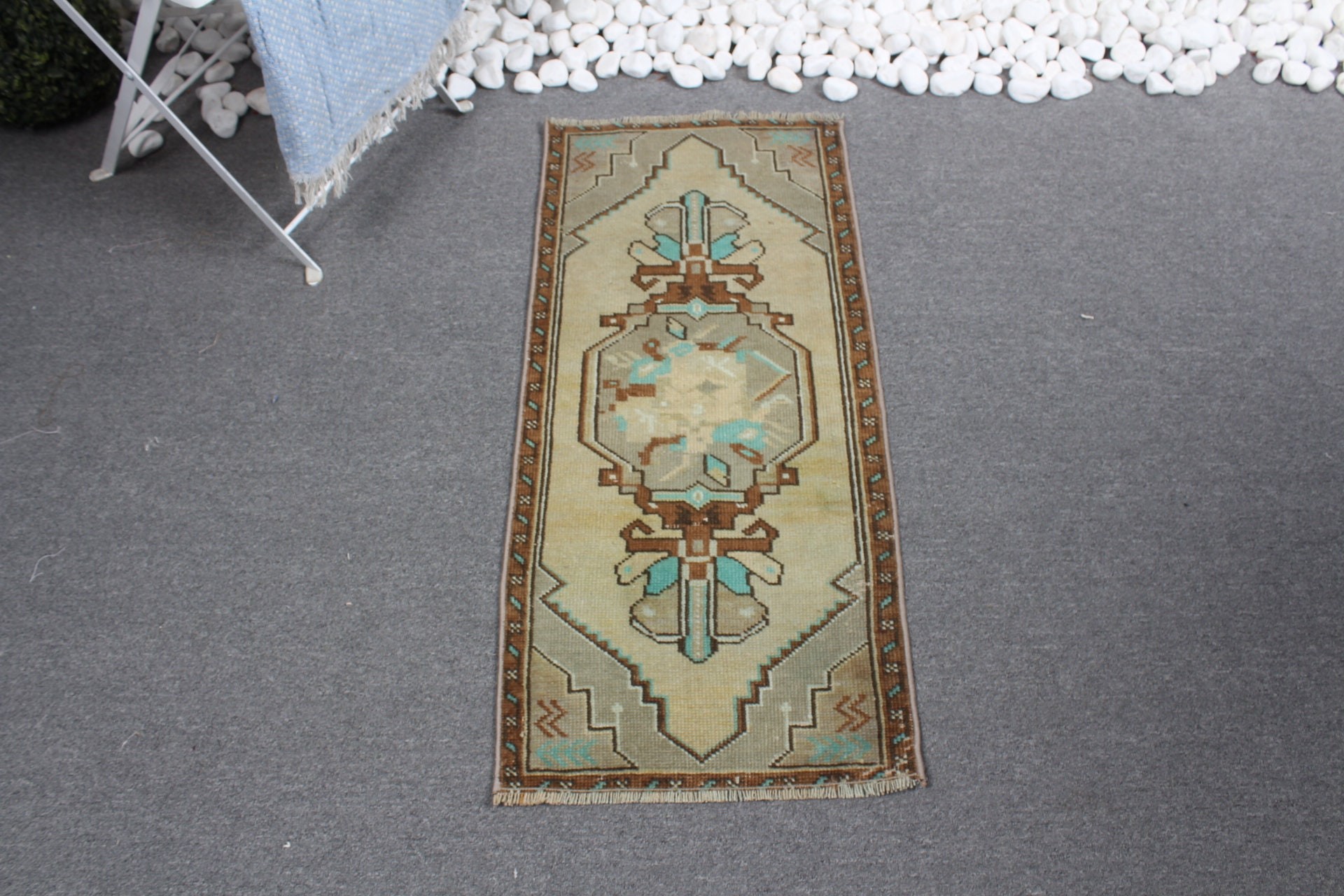 Moroccan Rug, Rugs for Bathroom, Kitchen Rug, Turkish Rug, Car Mat Rugs, Vintage Rug, Green Floor Rug, 1.4x3.2 ft Small Rug, Handmade Rug