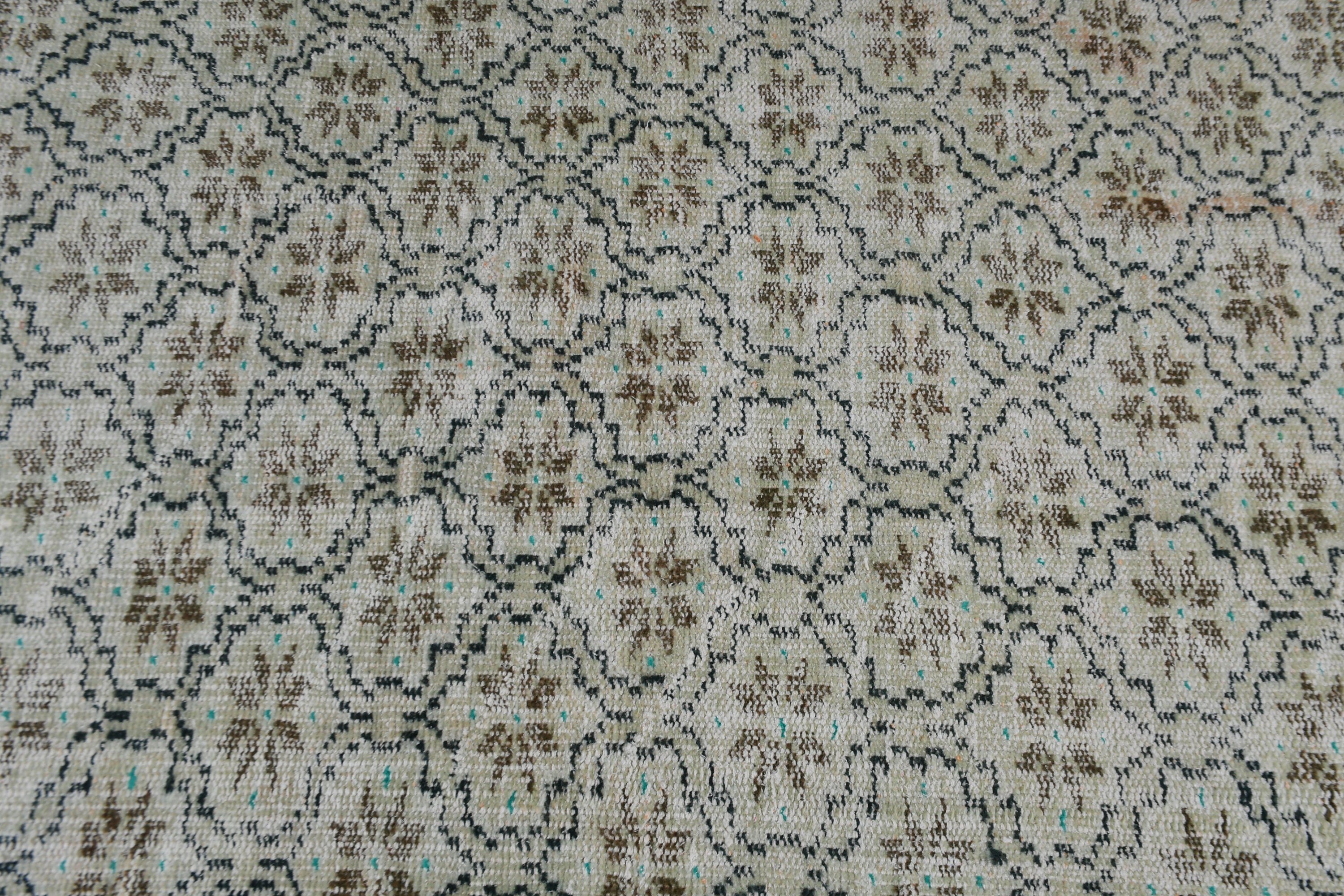 Yeşil Oushak Halılar, Vintage Halı, Mutfak Halısı, Oushak Halıları, Çocuk Odası Halıları, Türk Halısı, Yatak Odası Halısı, Eskitilmiş Halılar, 3x5.4 ft Accent Halı