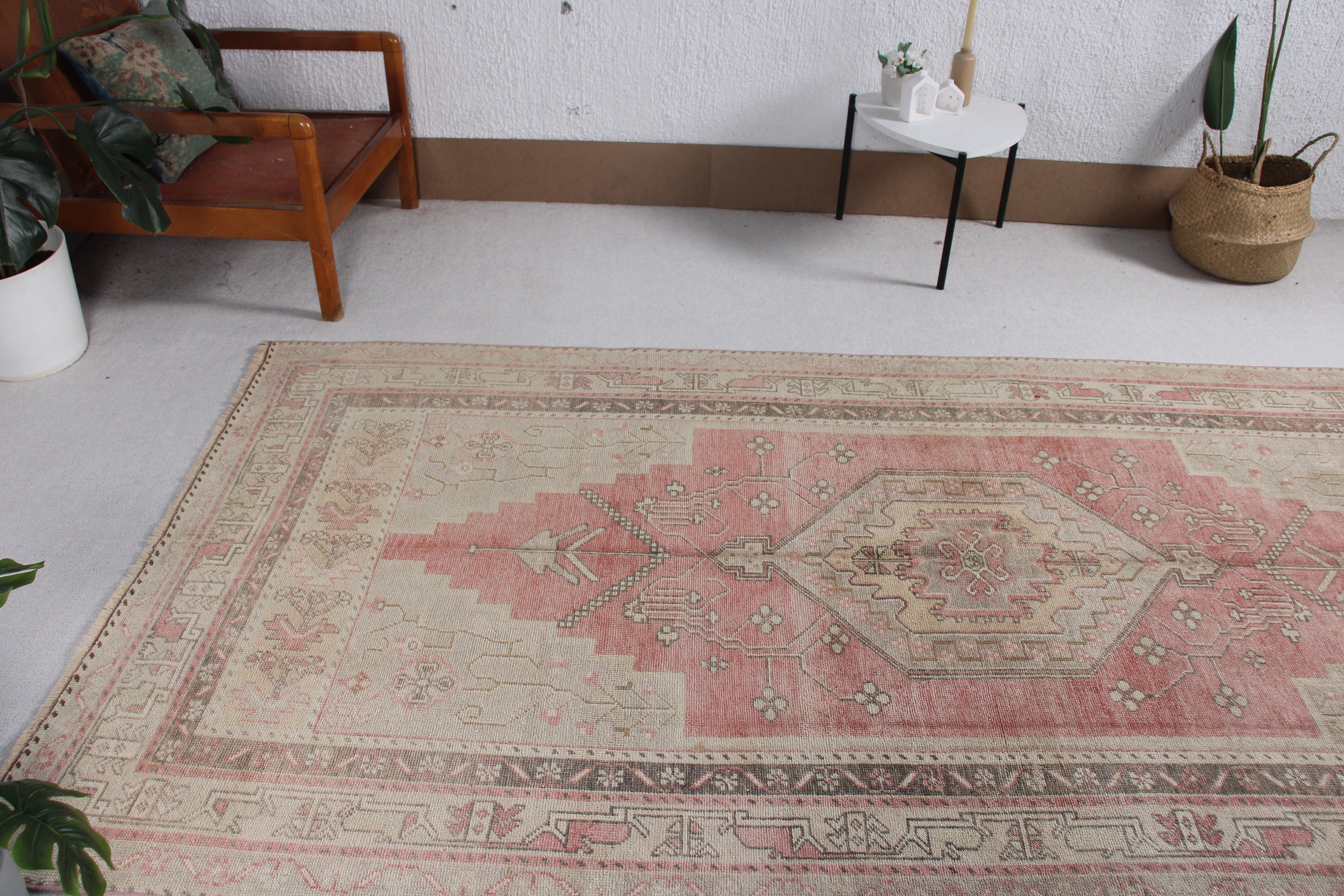 Ev Dekorasyonu Halıları, Büyük Oushak Halıları, Büyük Boho Halıları, Türk Halısı, Vintage Halı, Nötr Halı, Bej Mutfak Halısı, 4,5x9,4 ft Büyük Halı