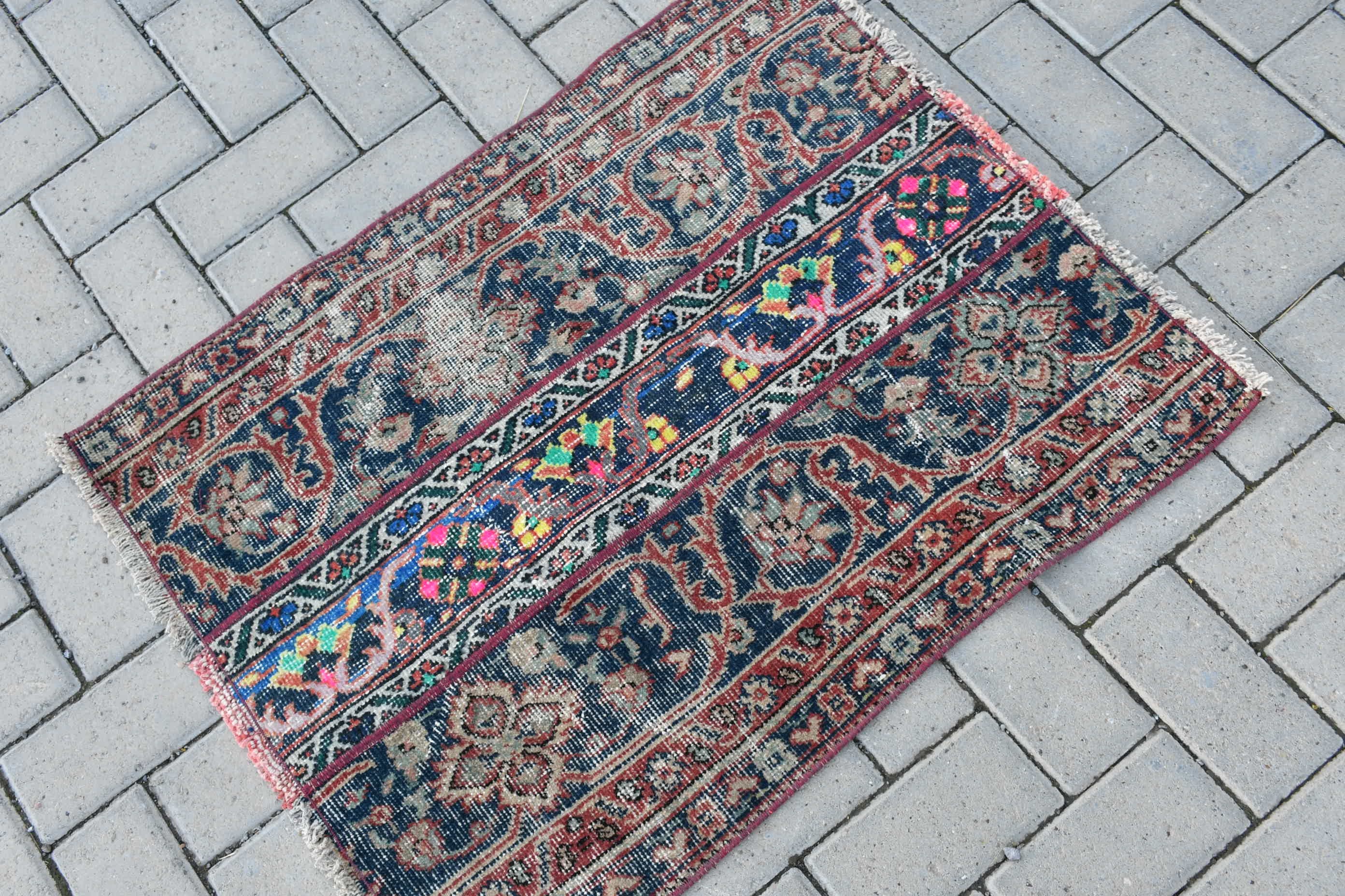 2.3x2.8 ft Small Rug, Oushak Rug, Rugs for Entry, Blue Wool Rugs, Bath Rug, Bedroom Rug, Oriental Rugs, Vintage Rug, Turkish Rug, Dorm Rug