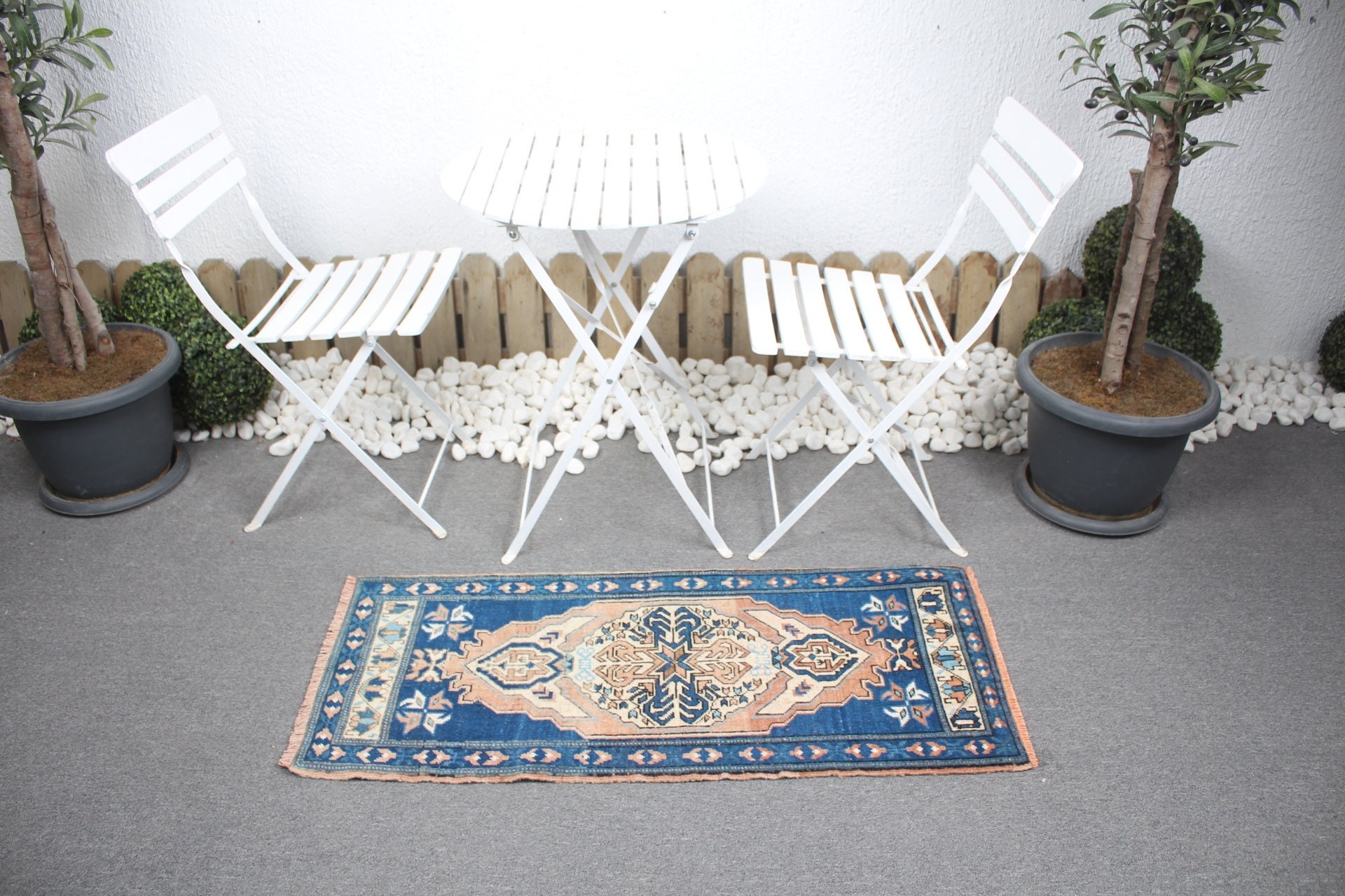 Mavi Yer Halısı, Mutfak Halıları, Türk Halısı, 1,7x3,9 ft Küçük Halı, Mutfak Halısı, Giriş Halısı, Vintage Halı, Oushak Halısı, Eski Halılar, Çocuk Halısı