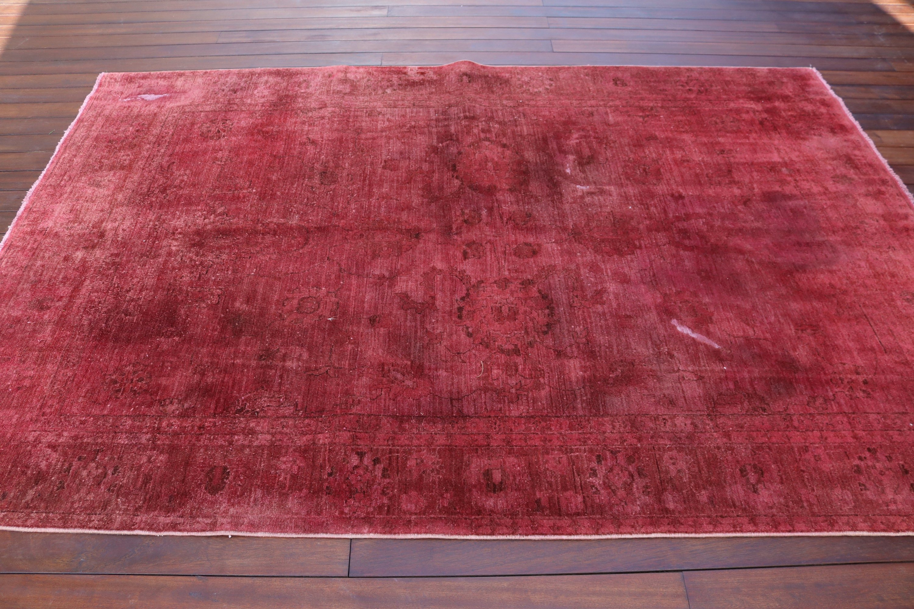 5.5x8.1 ft Large Rug, Red Oushak Rug, Kitchen Rugs, Large Oushak Rug, Ethnic Rug, Wool Rug, Dining Room Rug, Turkish Rugs, Vintage Rug