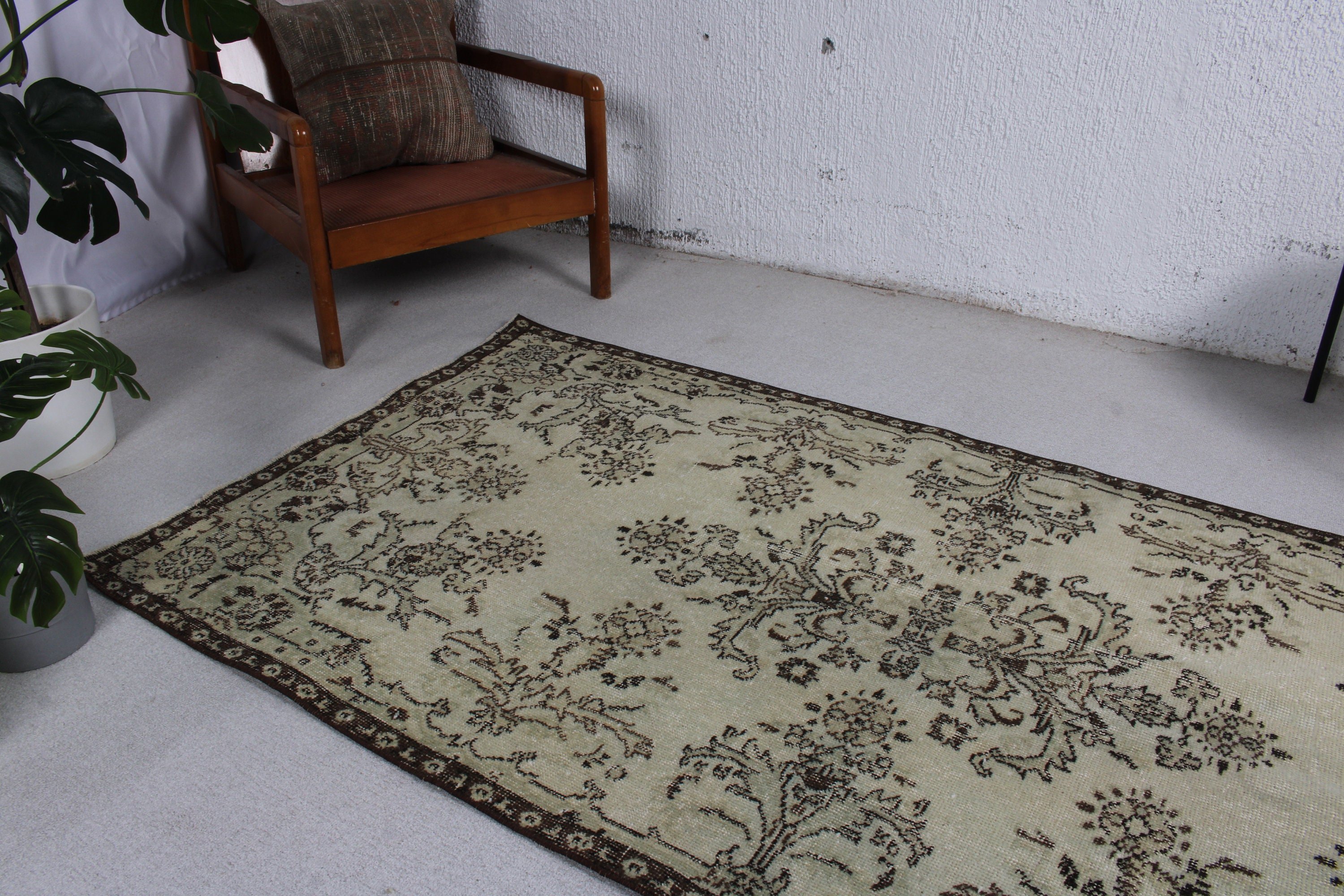 Boho Alanı Halıları, Vintage Halılar, Bej Yün Halı, İç Mekan Halıları, Ev Dekorasyonu Halısı, Yatak Odası Halısı, Türk Halısı, 3,6x7 ft Alan Halısı, Çocuk Halısı