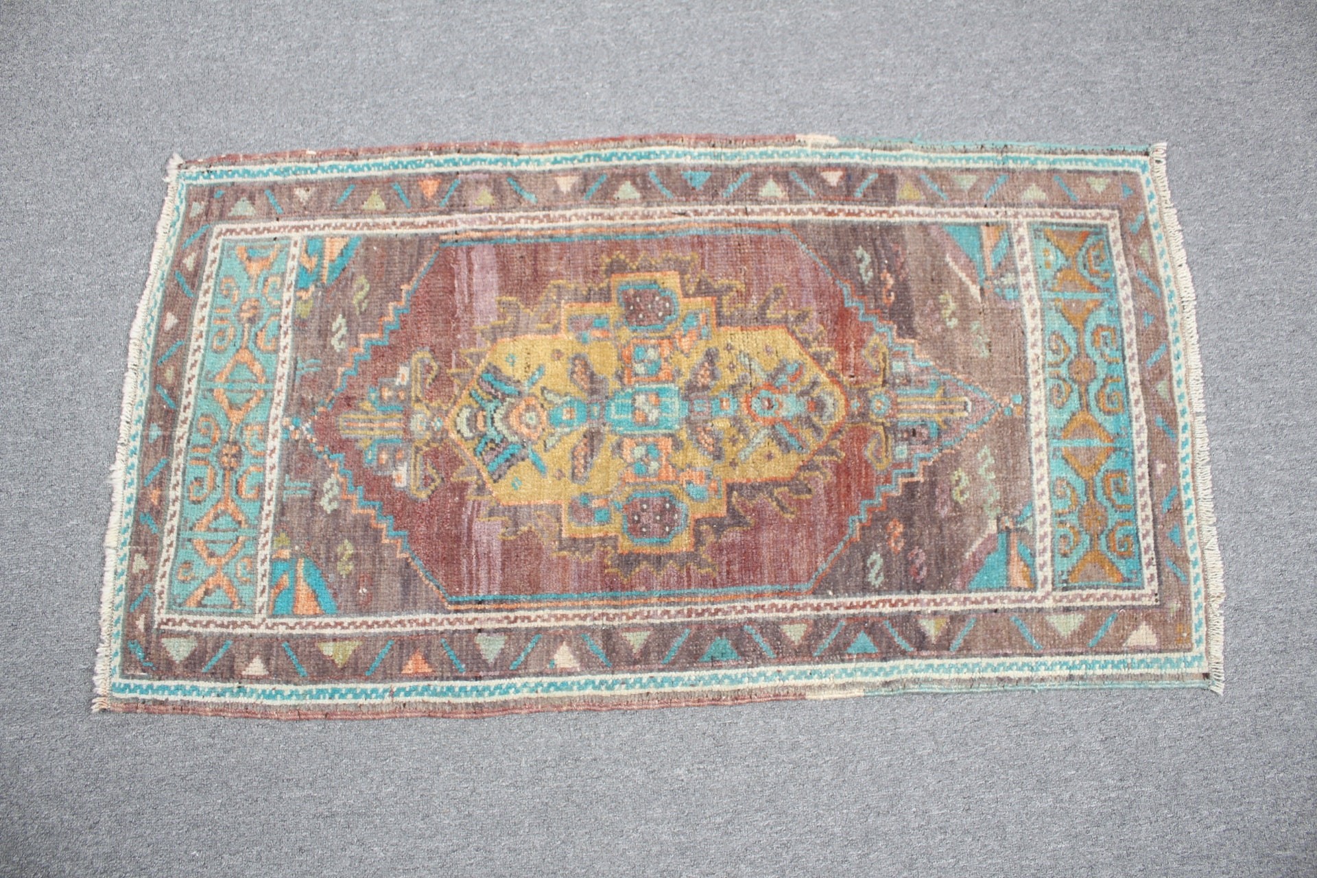 2x3.6 ft Small Rugs, Antique Rugs, Entry Rugs, Bedroom Rug, Vintage Rugs, Brown Cool Rugs, Kitchen Rugs, Rugs for Kitchen, Turkish Rug