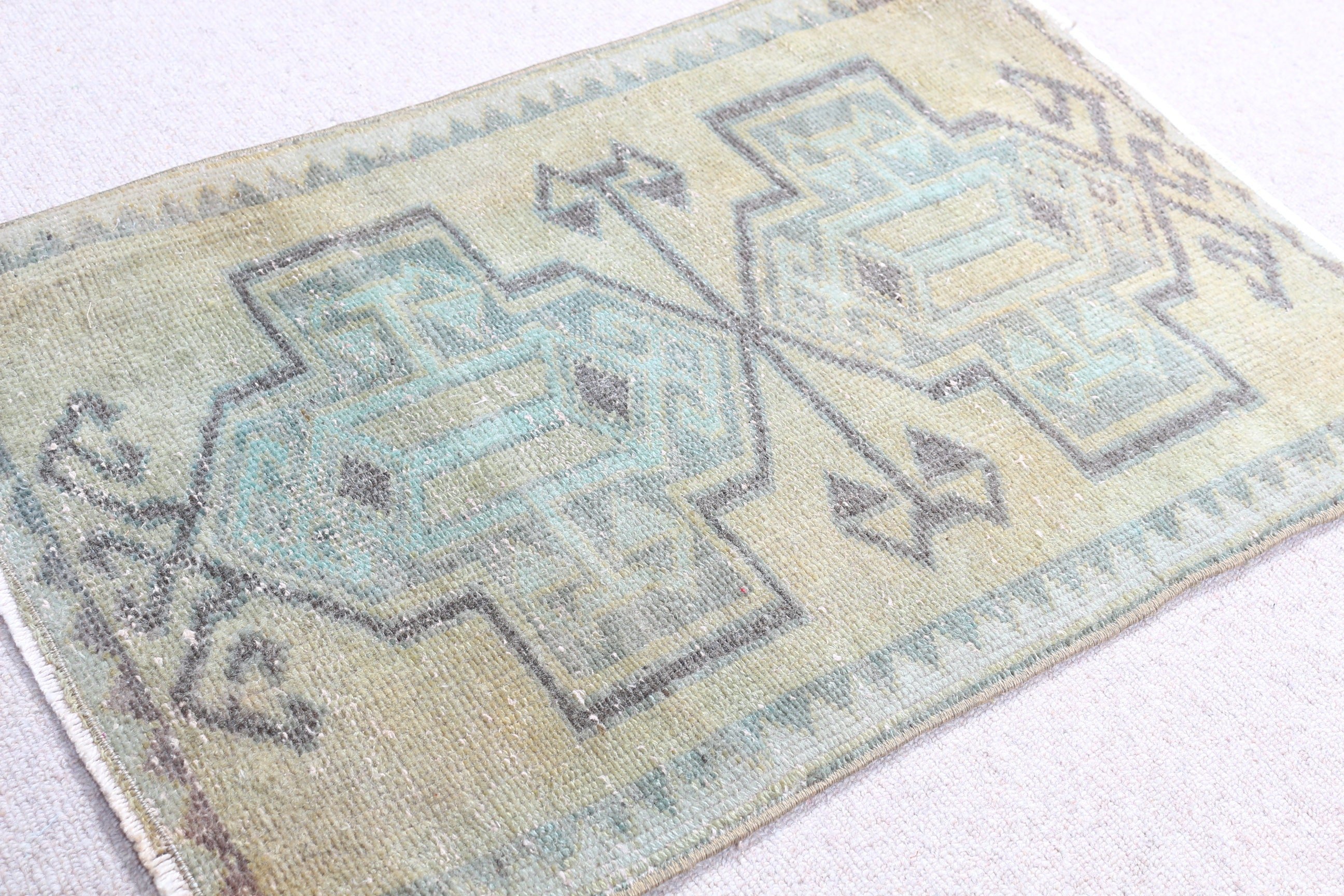 Vintage Rug, Oushak Rugs, Nursery Rugs, Rugs for Kitchen, 1.9x2.9 ft Small Rug, Home Decor Rug, Turkish Rugs, Floor Rug, Green Bedroom Rugs