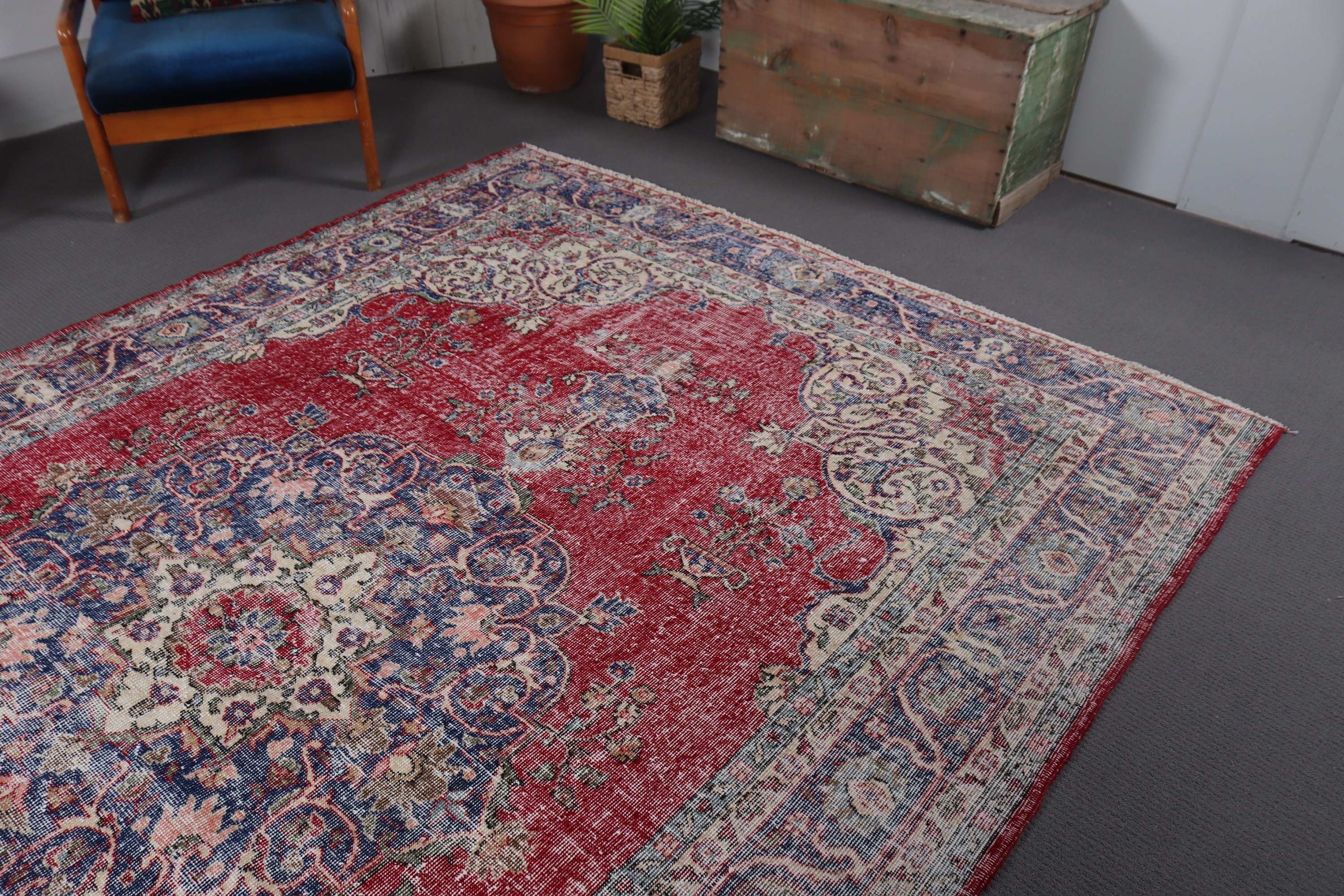 7.1x11.2 ft Oversize Rug, Floor Rug, Turkish Rugs, Blue Bedroom Rug, Vintage Rug, Oversize Vintage Rugs, Salon Rug, Antique Rugs, Boho Rugs