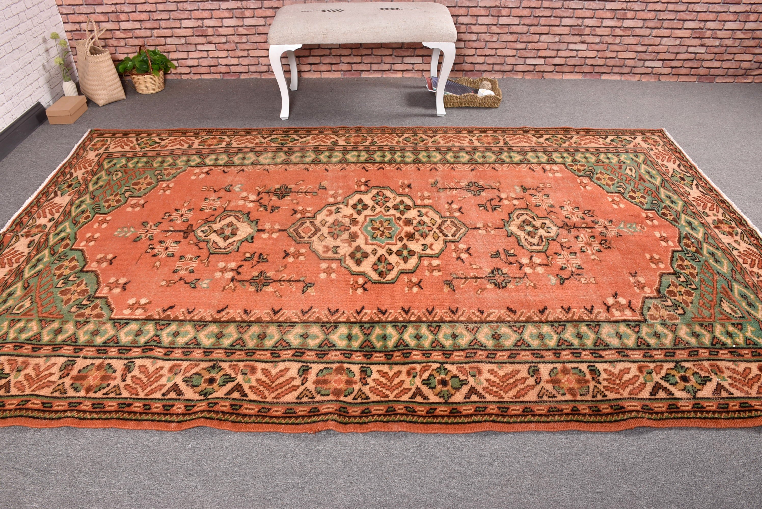 Kırmızı Yün Halılar, Salon Halıları, Fas Halısı, 6x9.6 ft Büyük Halı, Türk Halıları, Vintage Halılar, Büyük Vintage Halılar, Sanatsal Halılar