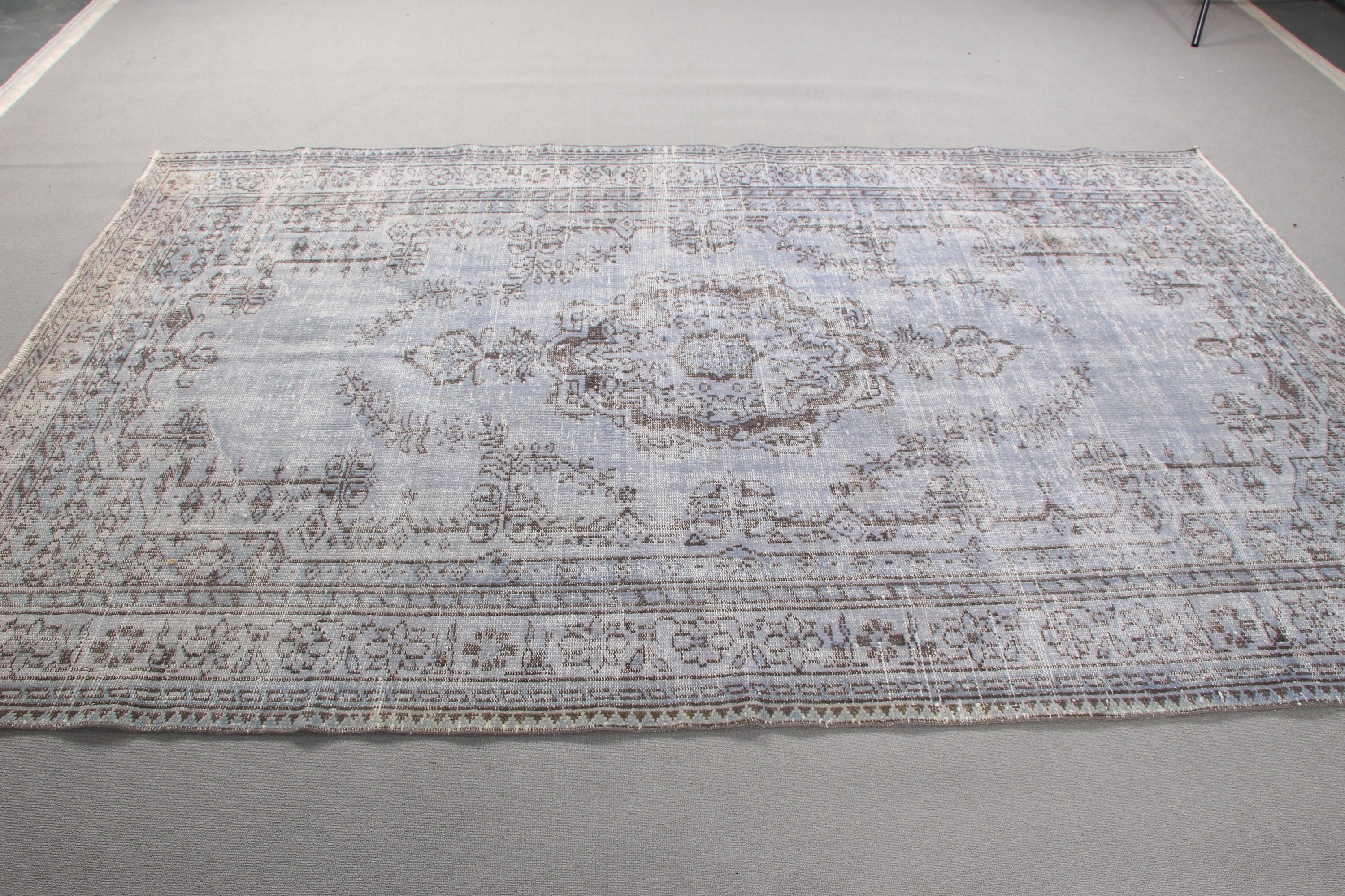 Yün Halılar, Türk Halısı, Etnik Halı, 5,9x9,3 ft Büyük Halı, Büyük Boho Halısı, Vintage Halı, Nötr Halı, Bej El Dokuma Halısı, Yatak Odası Halısı