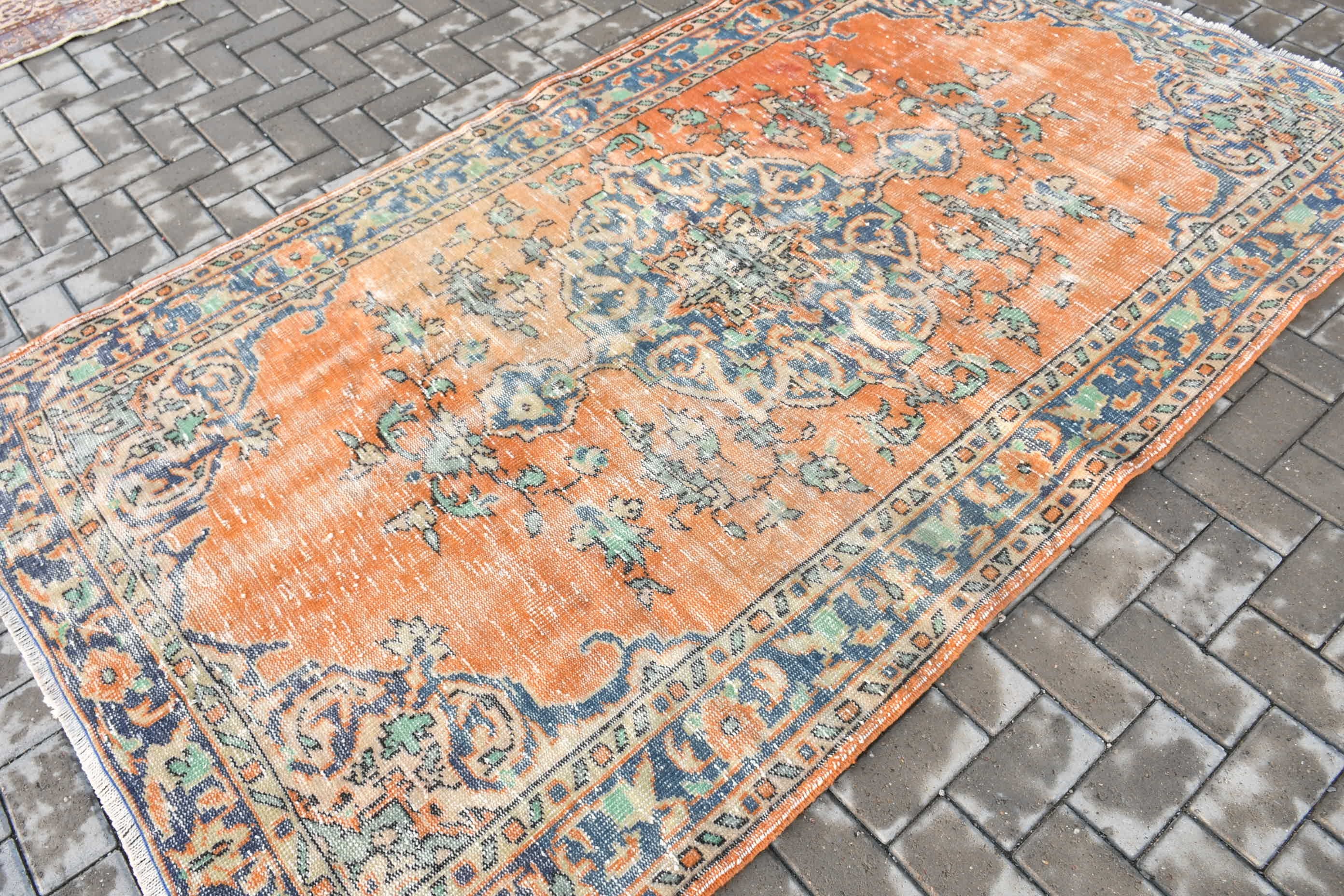 Oturma Odası Halısı, Turuncu Yatak Odası Halısı, Türk Halıları, Salon Halıları, Vintage Halılar, Anadolu Halıları, Oryantal Halı, 4,9x8,3 ft Büyük Halı