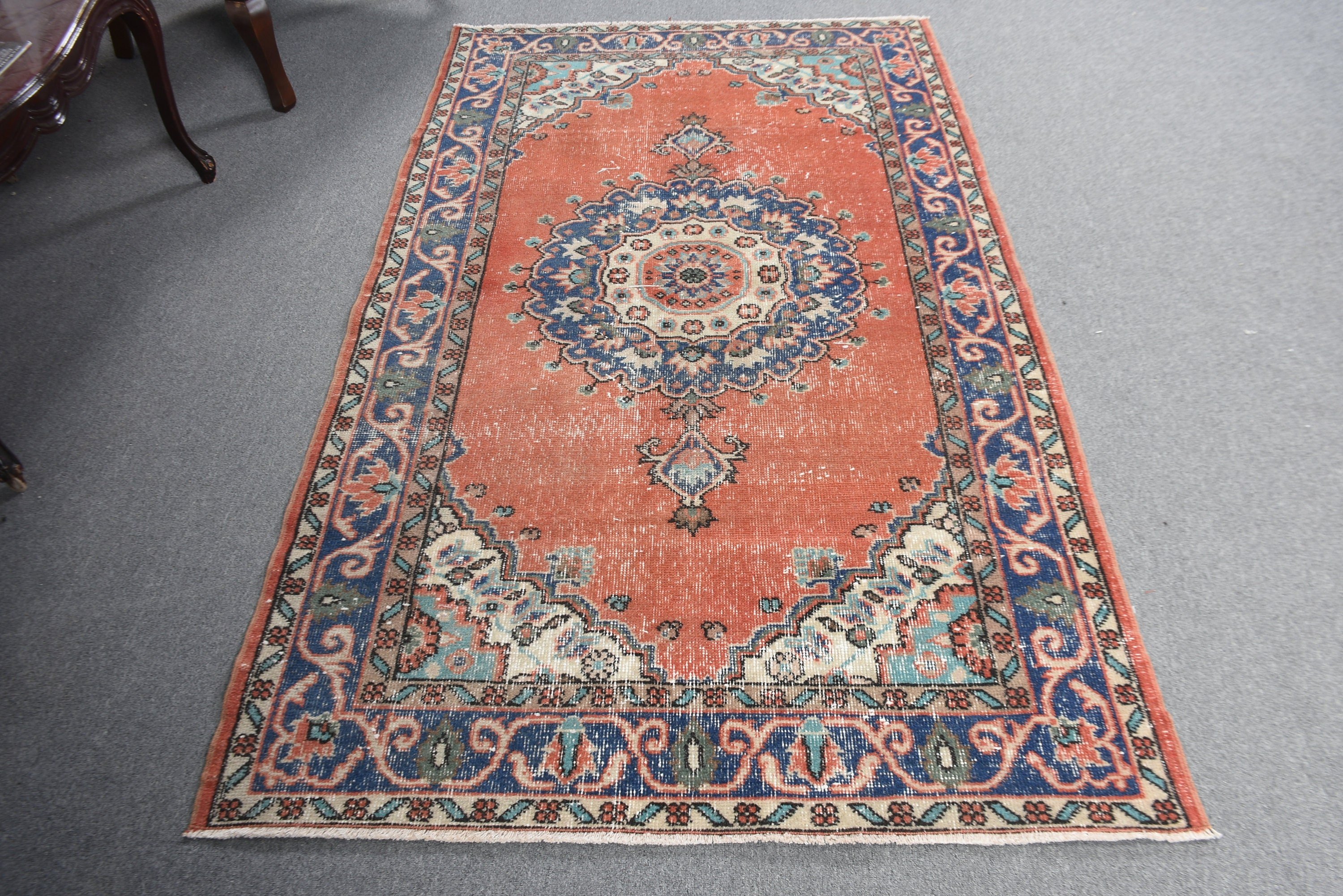 Kırmızı Oryantal Halılar, Antika Halı, 3.8x6.6 ft Alan Halısı, Yer Halısı, Türk Halısı, Boho Alan Halıları, Vintage Halı, Geniş Alan Kilim Halıları