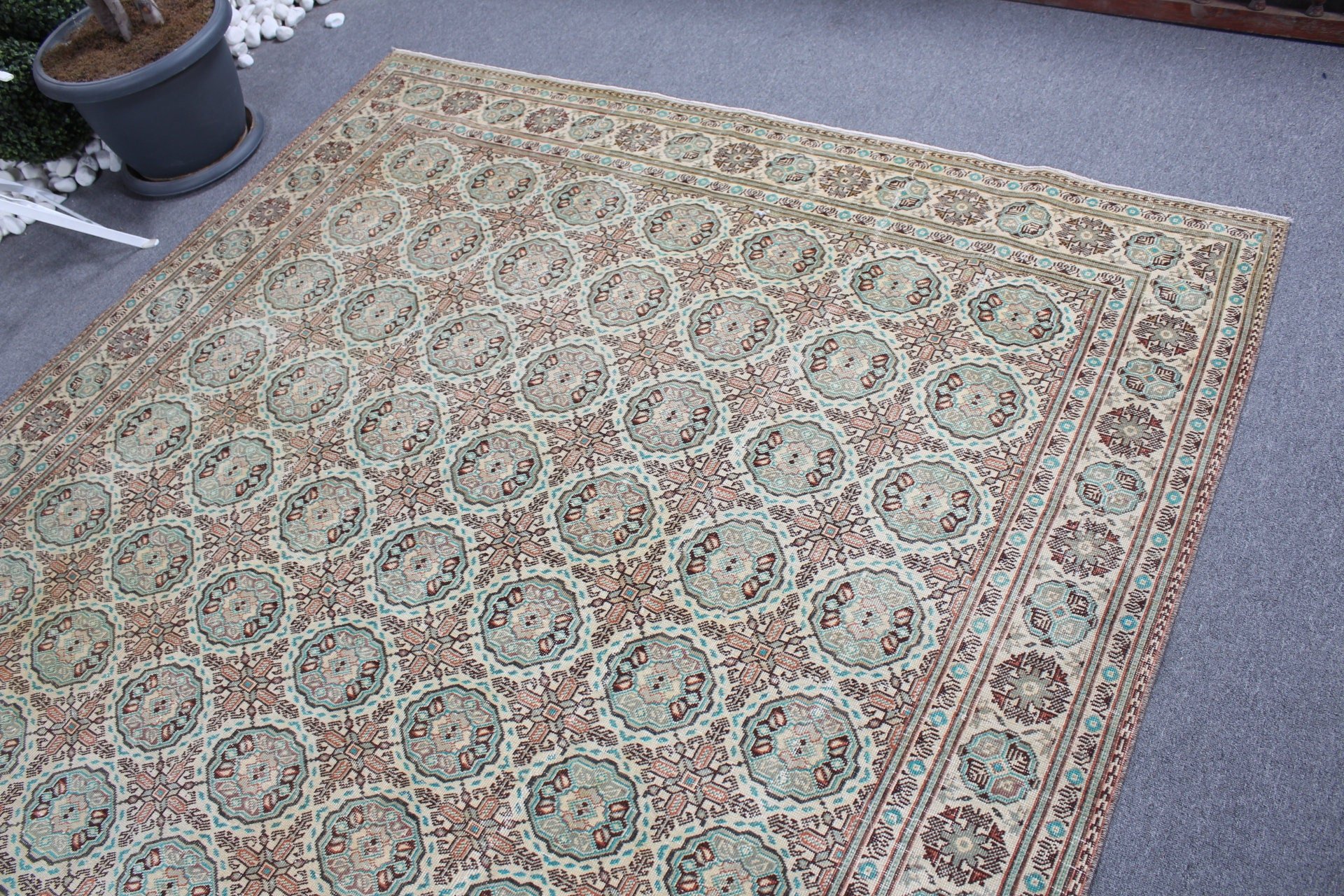 Antique Rugs, Nomadic Rug, 6.4x9.8 ft Large Rugs, Vintage Rugs, Dining Room Rug, Bedroom Rug, Green Antique Rug, Floor Rug, Turkish Rugs