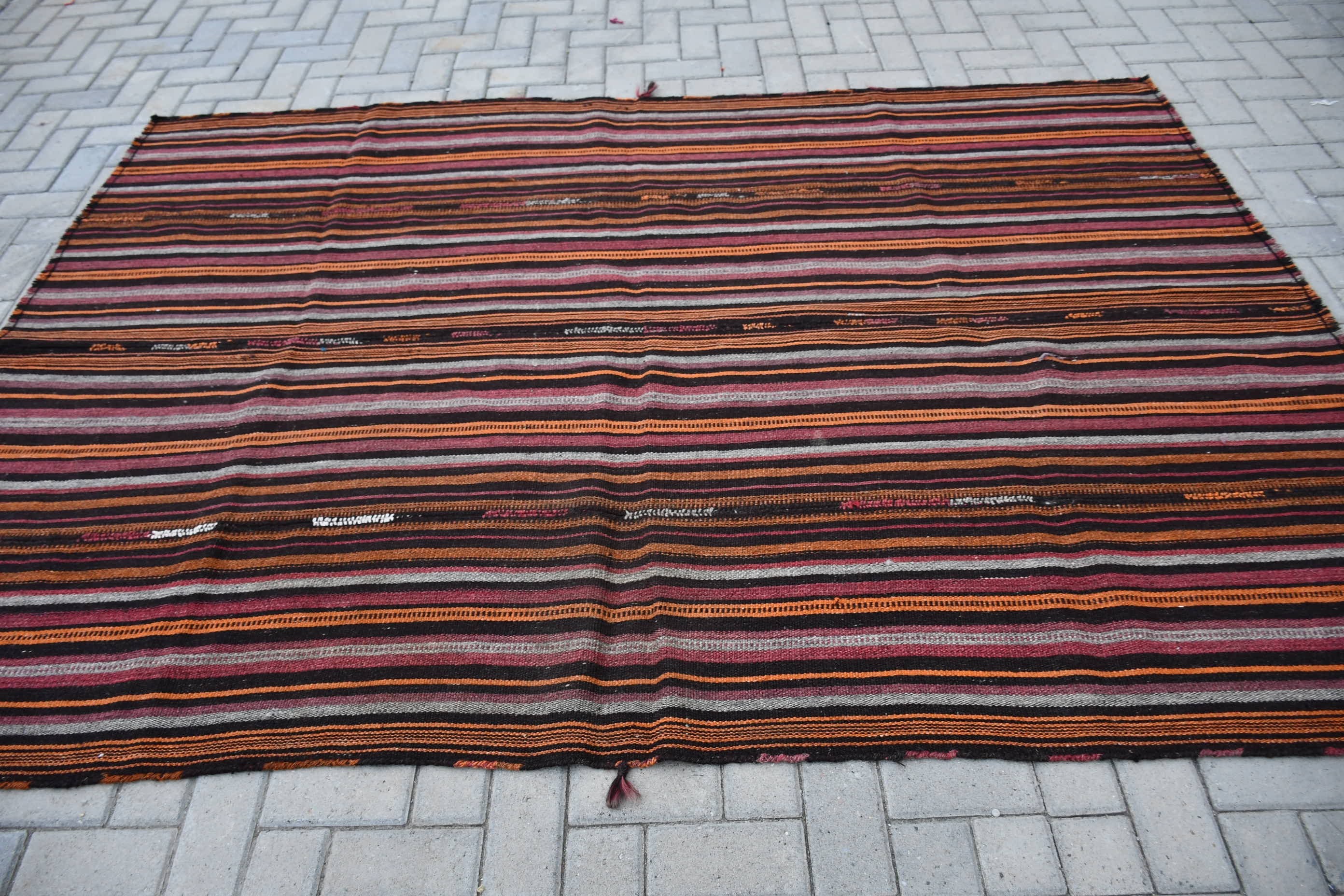 Turkish Rug, Vintage Rug, 5.9x8.5 ft Large Rugs, Salon Rug, Bedroom Rug, Brown Antique Rug, Home Decor Rug, Dorm Rug, Kilim, Oriental Rugs