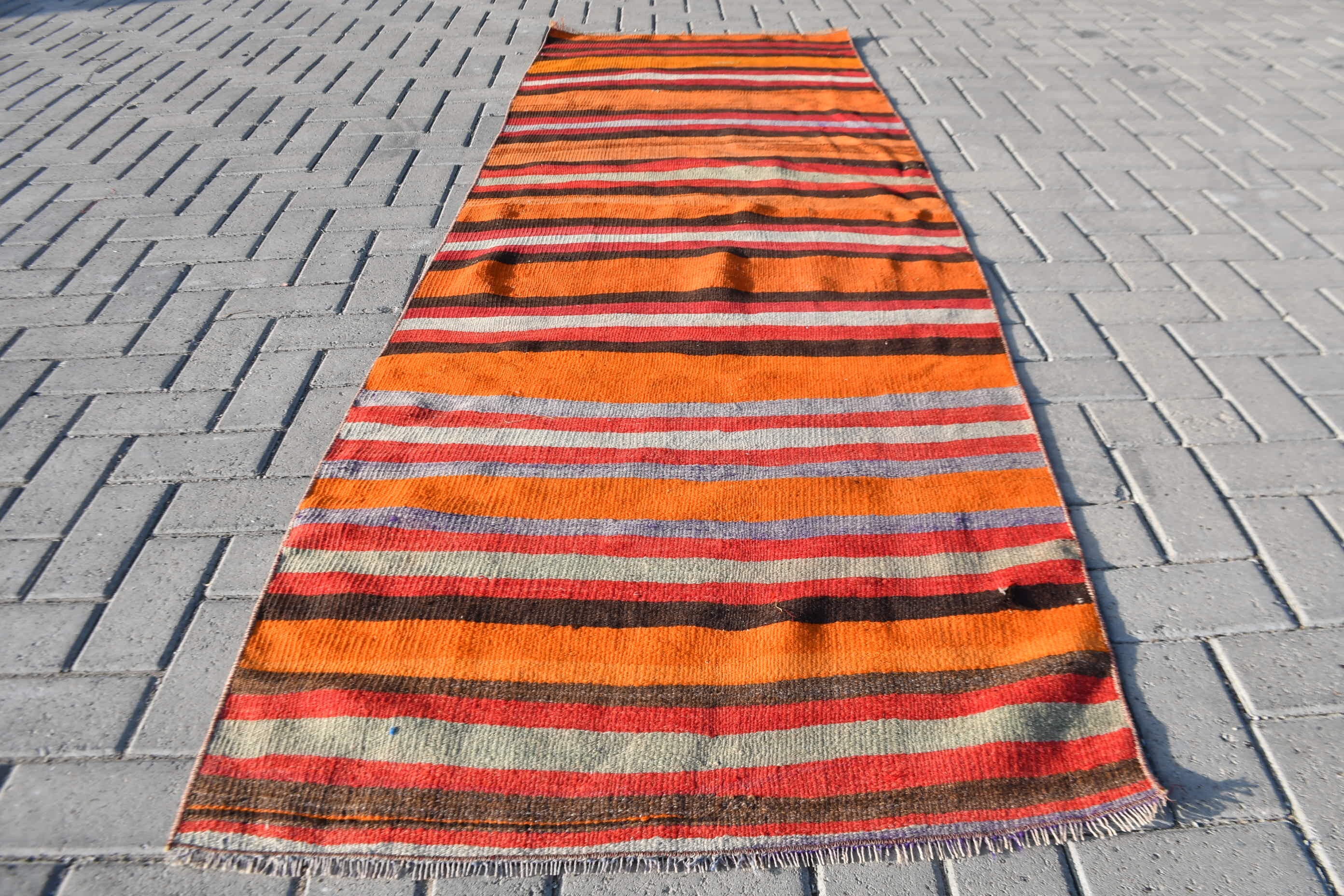 Cool Rug, Antique Rugs, Vintage Rug, Stair Rugs, Orange Oriental Rug, Turkish Rug, Rugs for Hallway, 2.8x8 ft Runner Rug, Dorm Rugs, Kilim