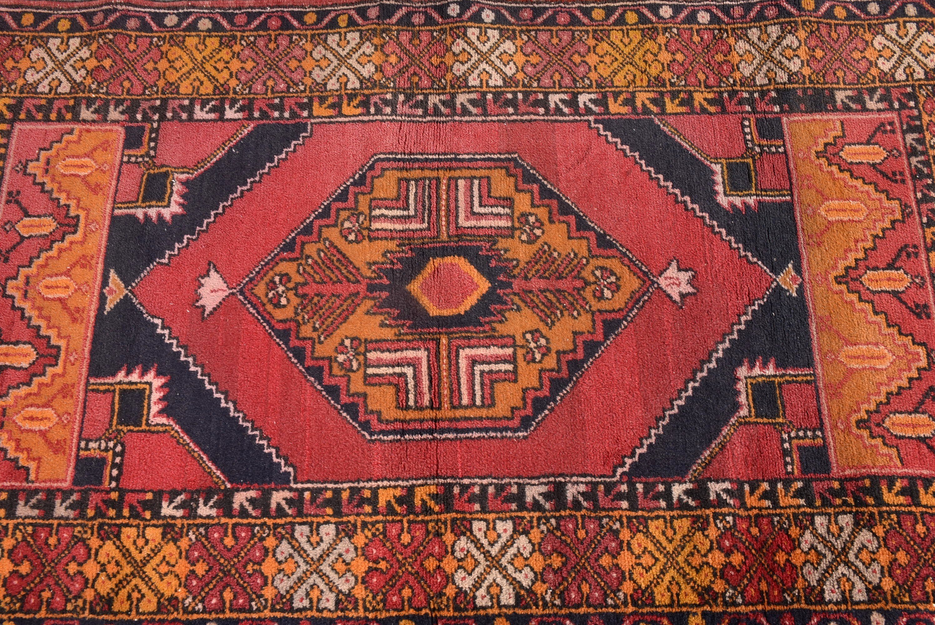 Oushak Halıları, Giriş Halıları, Kırmızı İfade Halıları, Türk Halısı, 3,2x5,3 ft Aksan Halısı, Vintage Halı, Vintage Vurgu Halısı, El Dokuma Halıları, Boho Halıları