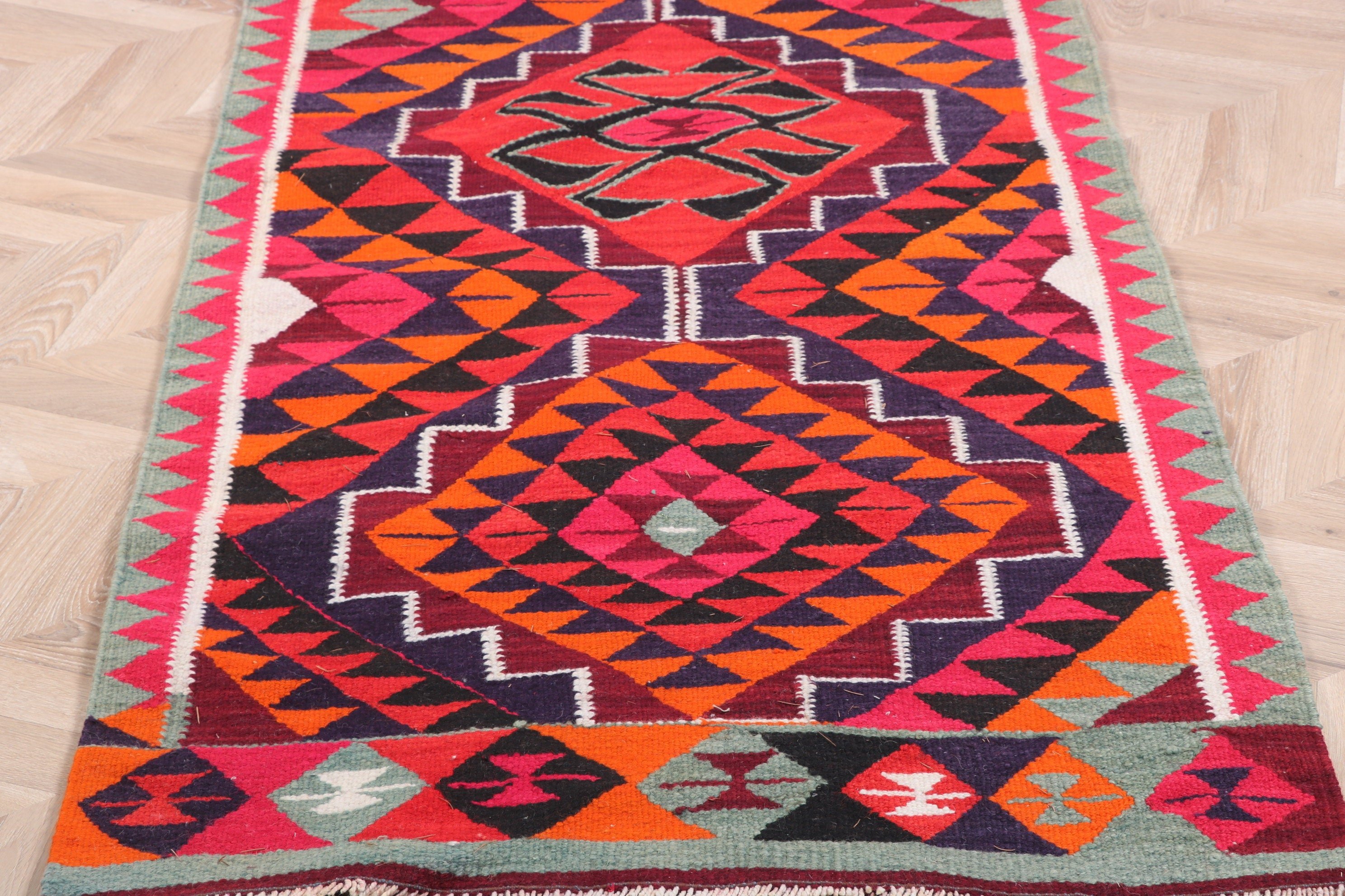 Boho Halı, Türk Halıları, Gökkuşağı Modern Halılar, Koridor Halısı, Vintage Runner Halıları, Vintage Halılar, Fas Halıları, 3,3x11,3 ft Runner Halıları