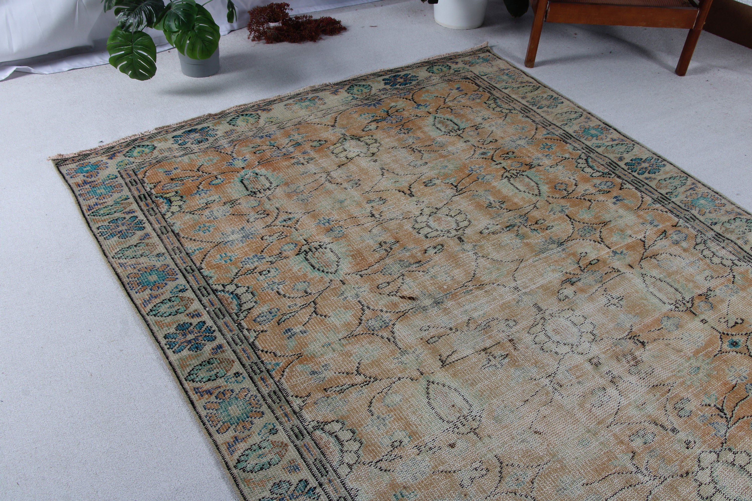 Bedroom Rugs, Green Wool Rugs, Vintage Rugs, Large Vintage Rugs, Salon Rugs, Geometric Rugs, 5.8x9.6 ft Large Rug, Floor Rug, Turkish Rug