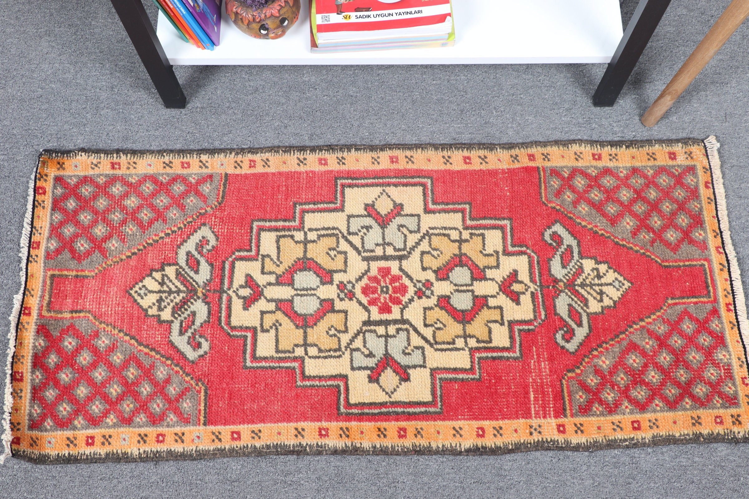 Cool Rugs, Bedroom Rugs, Wall Hanging Rug, Red Floor Rug, Rugs for Bathroom, Turkish Rug, 1.5x3.4 ft Small Rugs, Nursery Rugs, Vintage Rug