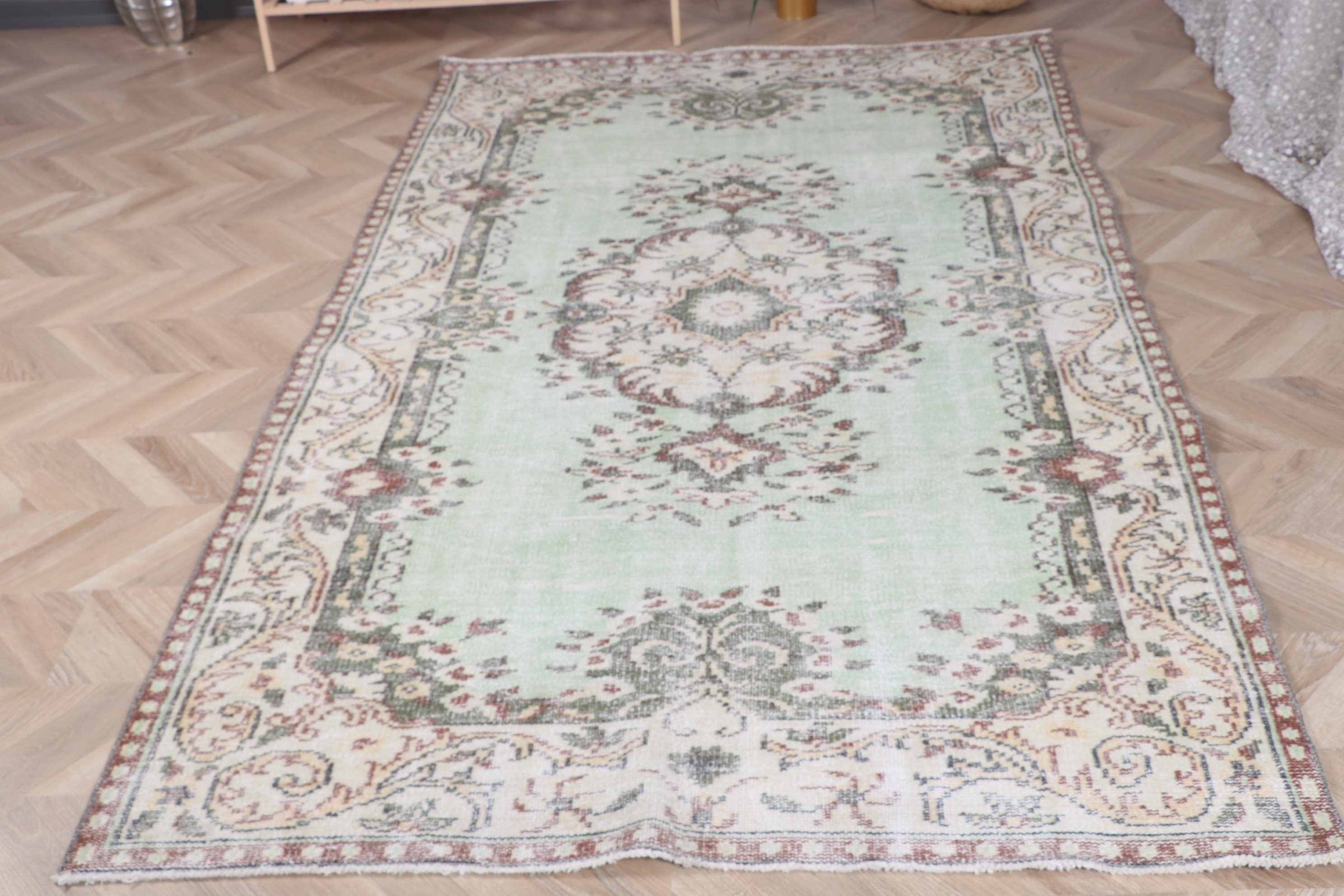 Türk Halısı, Antika Halı, 4.7x7.9 ft Alan Halıları, Düz Dokuma Halı, Yer Halısı, Kahverengi Ev Dekor Halısı, Oushak Bölgesi Halıları, Vintage Halılar