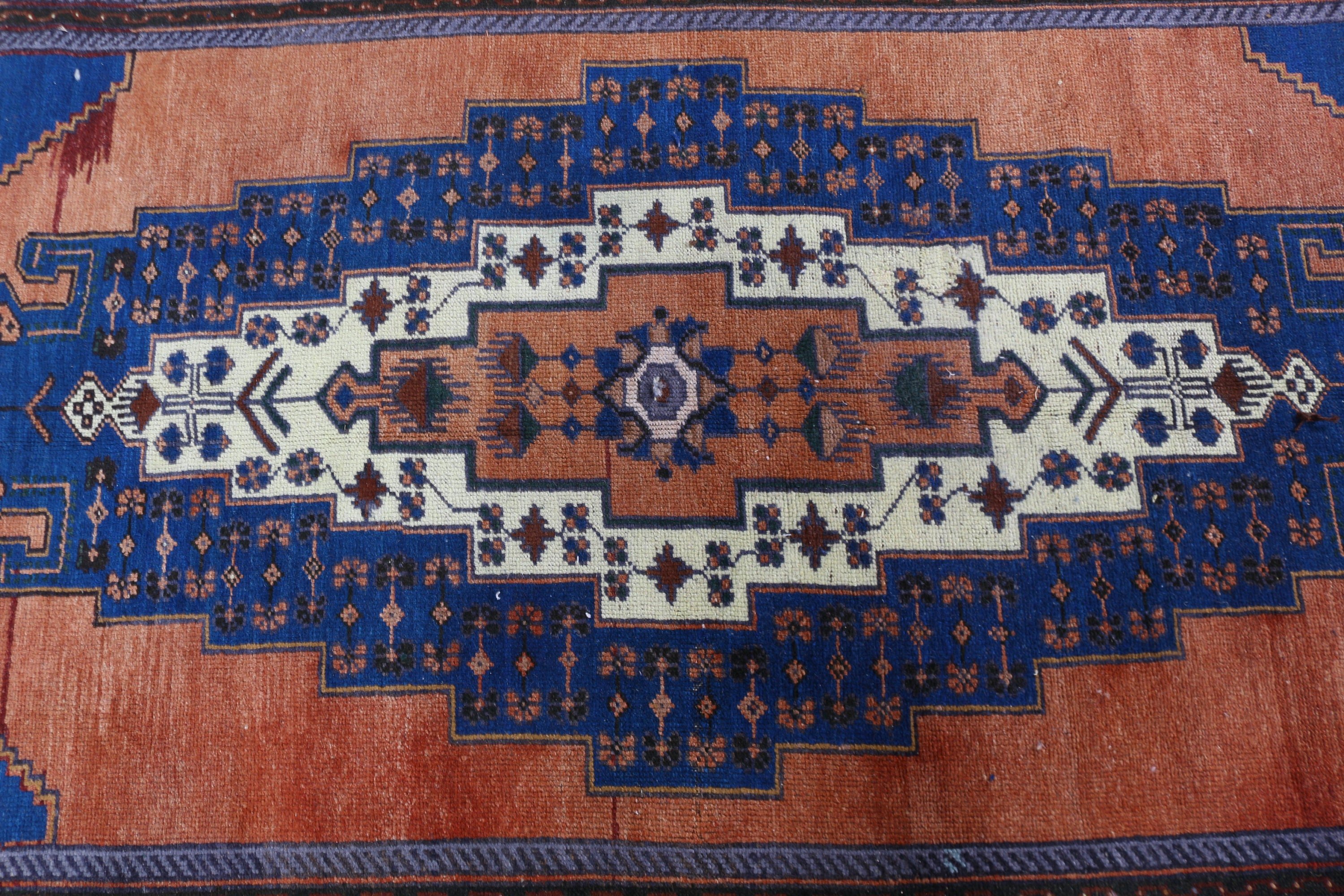 Türk Halısı, Oushak Halısı, Yer Halısı, Mavi Oryantal Halılar, Büyük Oushak Halısı, Büyük Boho Halıları, Yatak Odası Halıları, Vintage Halılar, 5,3x9,6 ft Büyük Halı