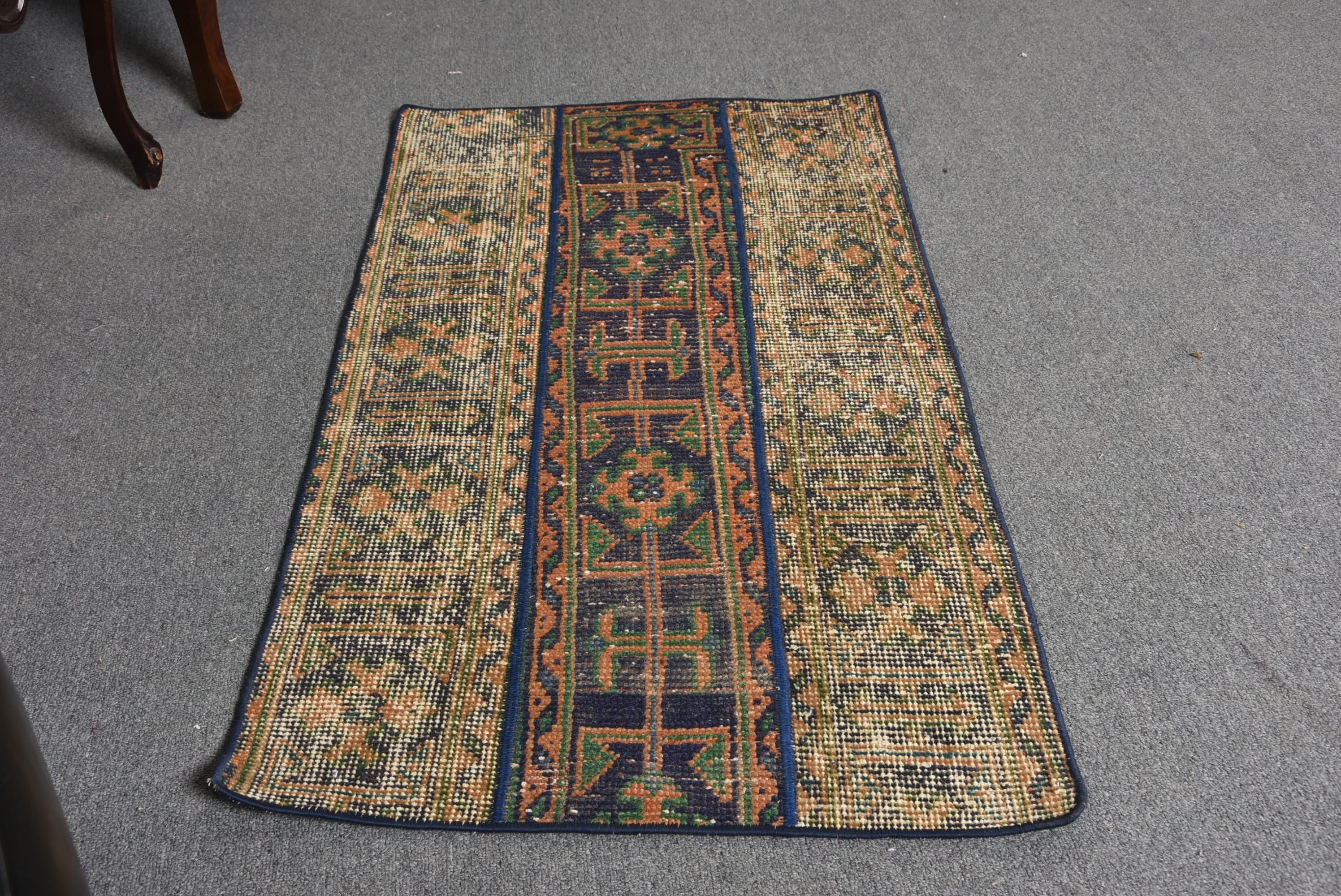 Duvara Asılı Halı, Yer Halısı, Banyo Halısı, Türk Halısı, Vintage Halı, 2.1x3.9 ft Küçük Halılar, Eskitilmiş Halı, Yeşil Yer Halıları