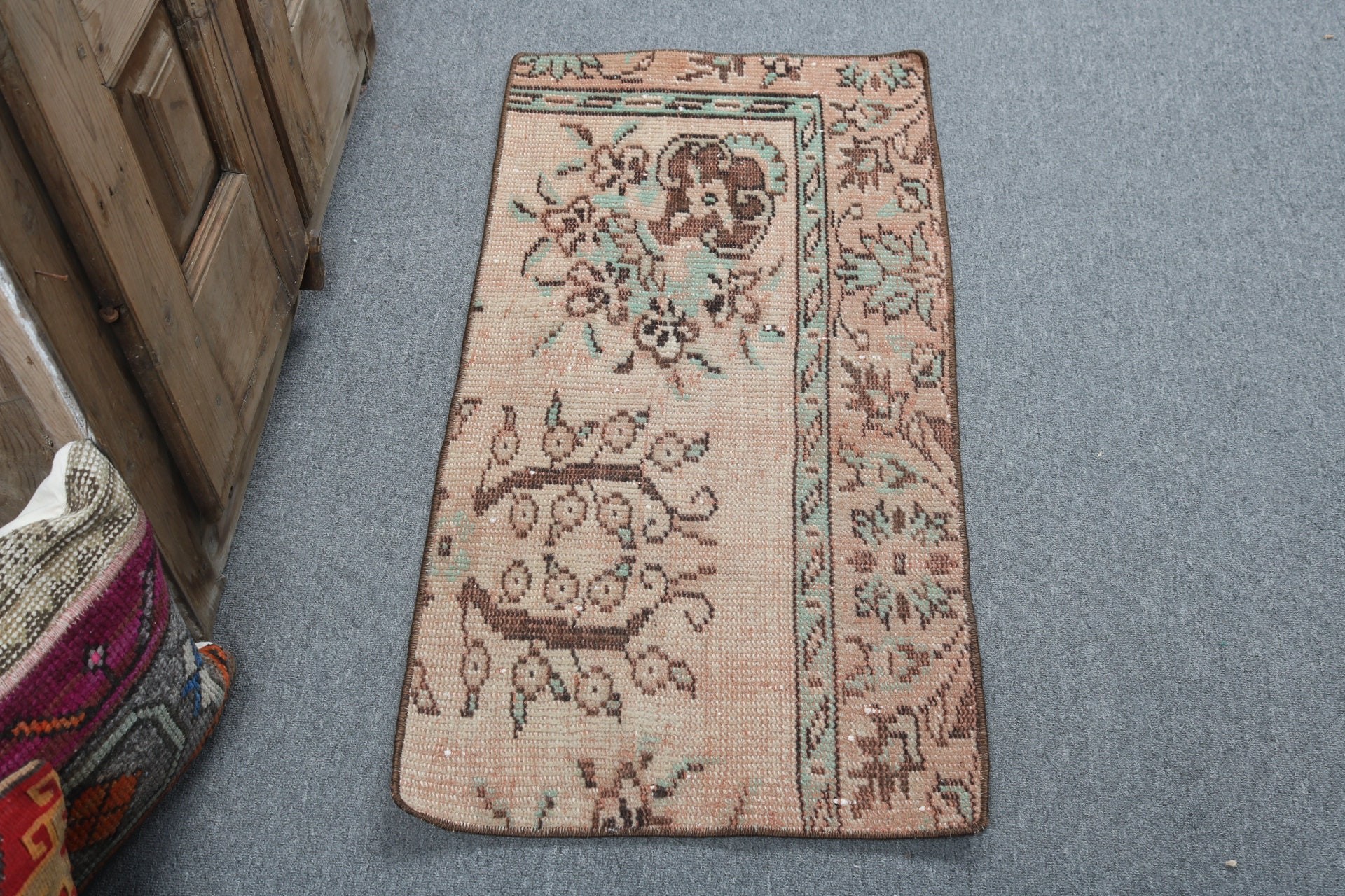 Car Mat Rug, Vintage Rug, Geometric Rug, Bohemian Rug, Anatolian Rug, Small Area Rugs, Brown Floor Rug, 1.6x3.3 ft Small Rugs, Turkish Rugs